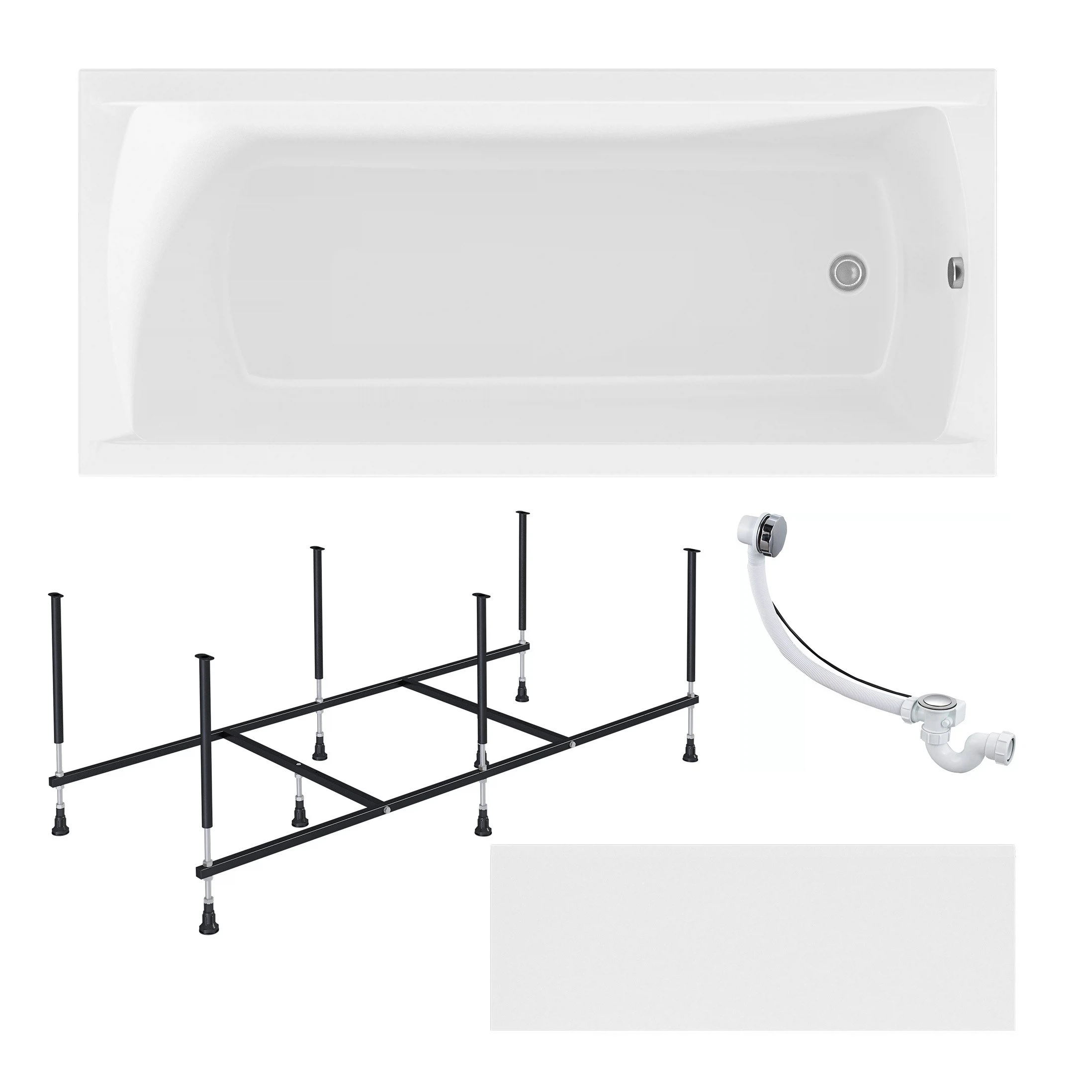 Изображение товара Ванна акриловая 1MARKA MODERN 180х70 в наборе 4в1: ванна, панель, каркас, слив-перелив, 01мод1870кп