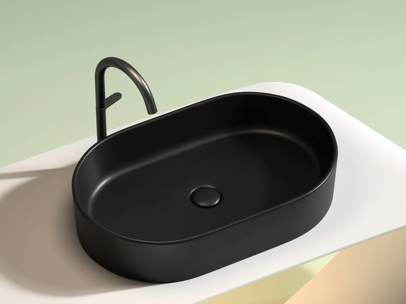 Изображение товара Умывальник накладной овальный Element Черный Матовый 608x385 мм