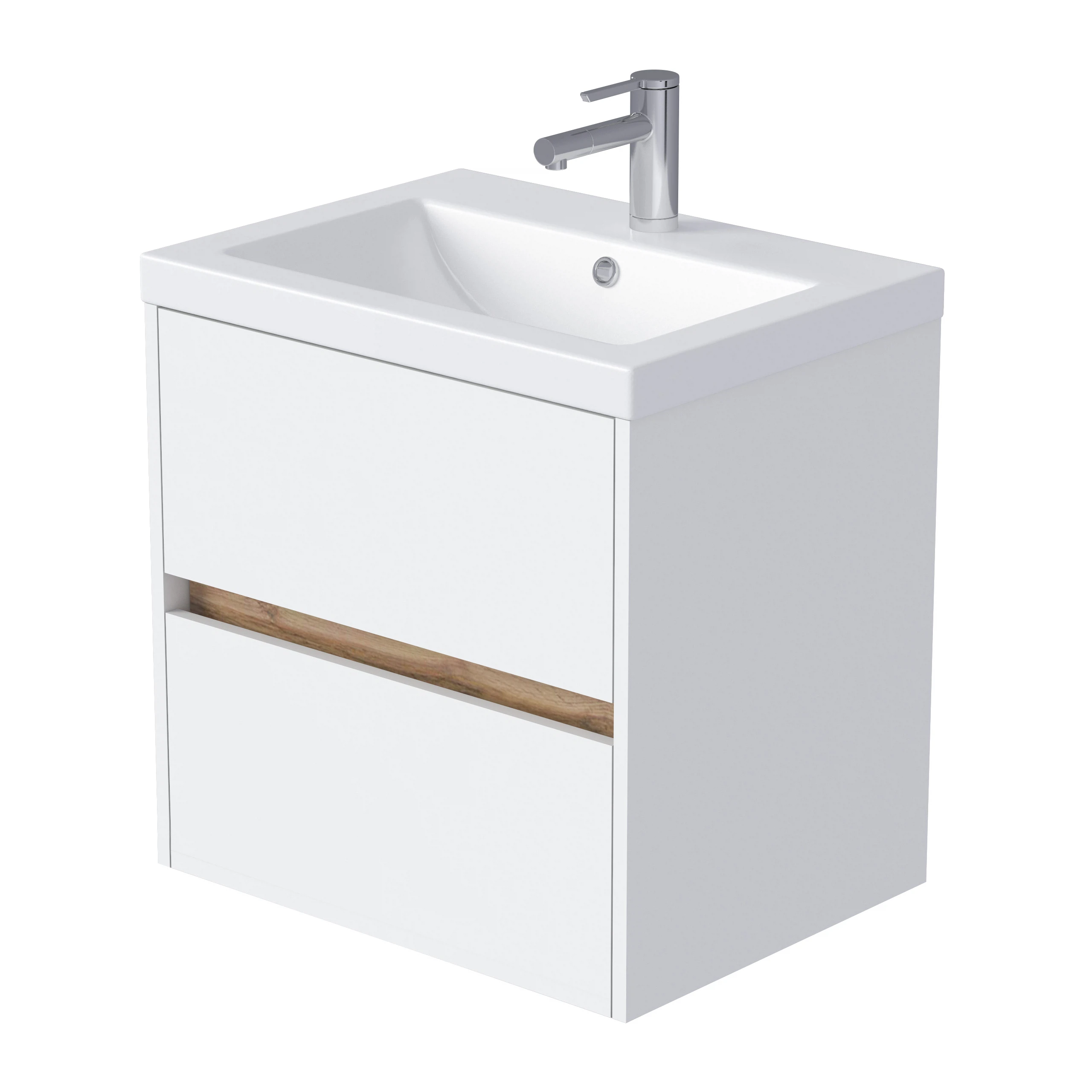 Изображение товара Тумба Veil 60П (590х560х450) 2я белая аляска/дуб вотан