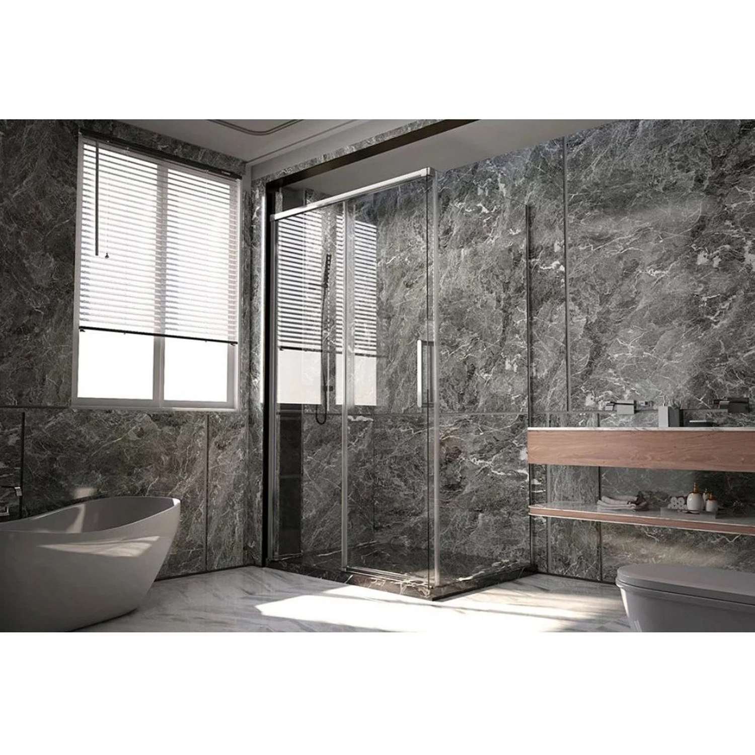 Изображение товара Боковая панель для душевого уголка Veconi Premium Trento SP-40CH 8 мм закалённое стекло хром