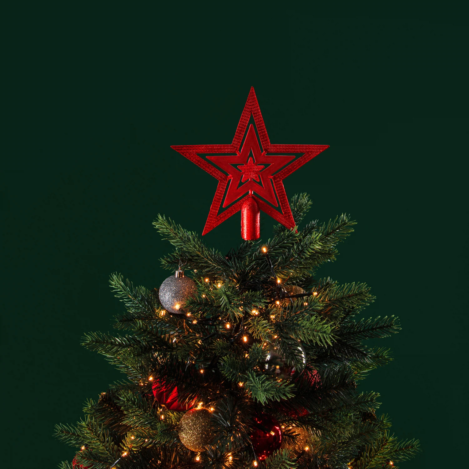 Изображение товара Верхушка на елку Звезда 20см красная декоративная елочная верхушка