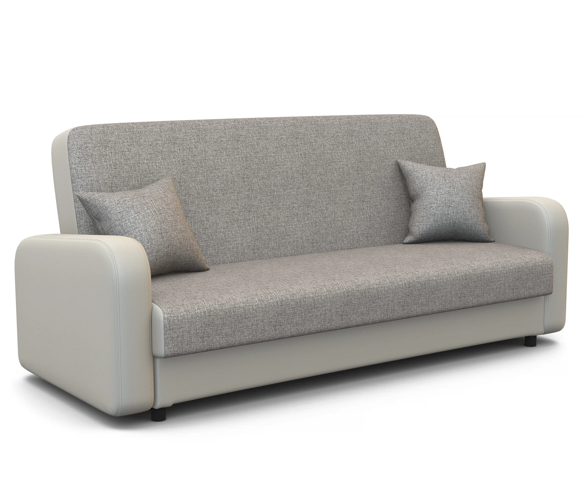 Изображение товара Диван-книжка Мелодия 120 экокожа белый и рогожка светло-серый