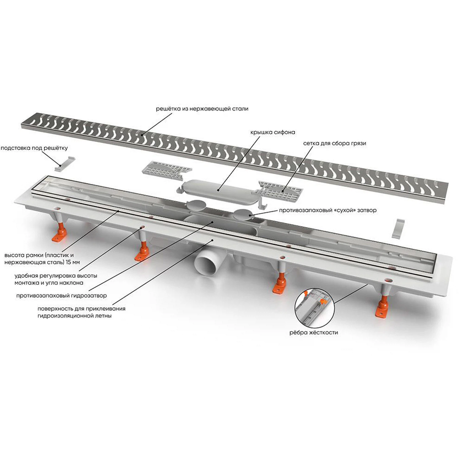 Изображение товара Душевой лоток Veconi N Klasik Floor 450 мм - современное решение для ванной