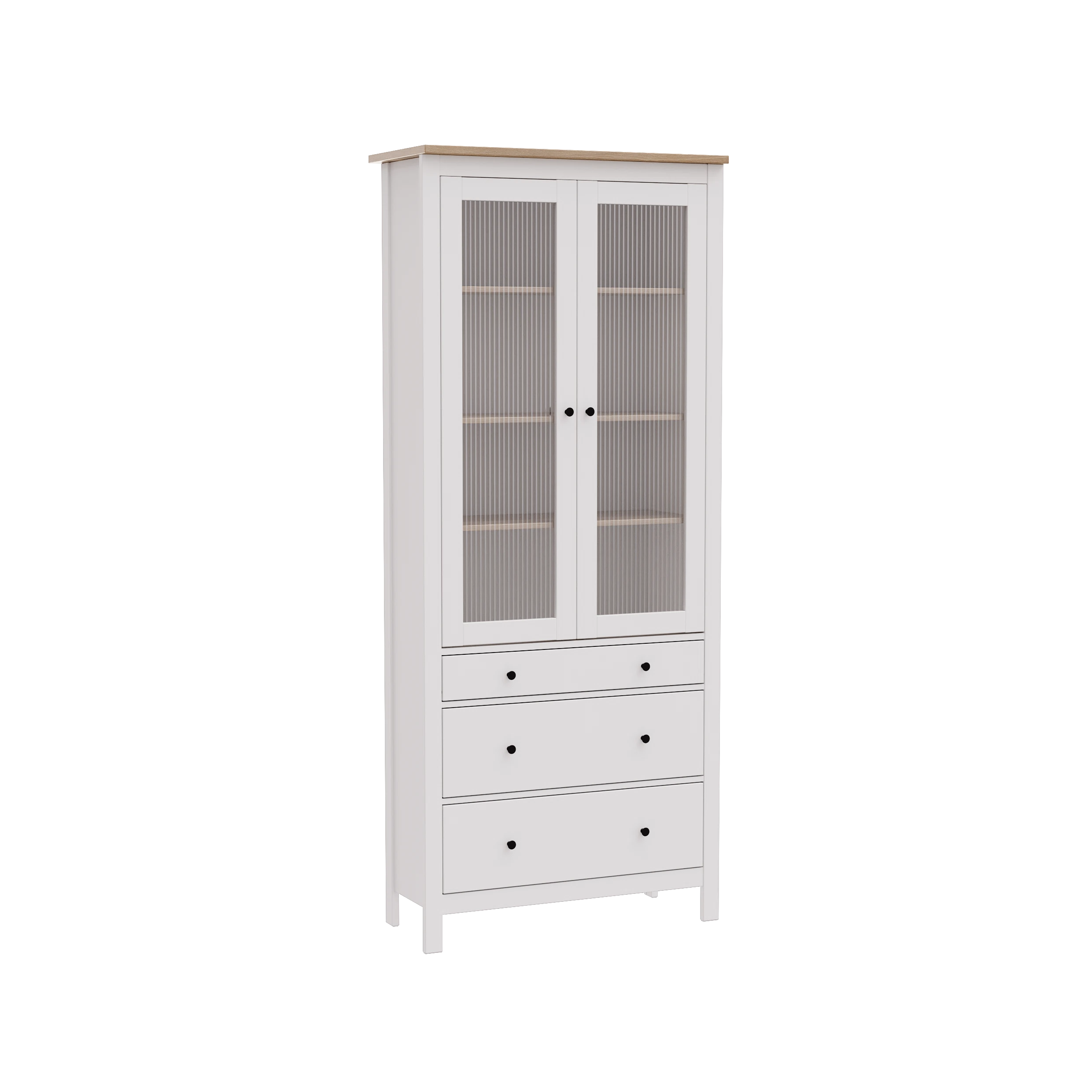 Изображение товара Стеллаж САГА широкий 215*90*41 со стеклом МОРУ белый/ясень