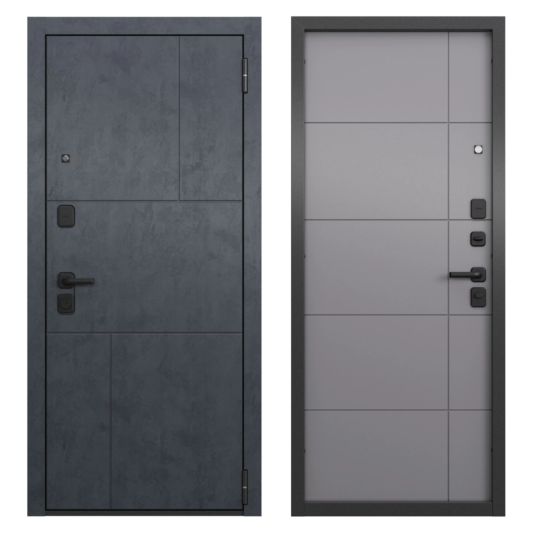 Изображение товара Мастино Таис, правая, 860x2050, Антрацит букле, МДФ Бетон графит/Гриджио — входная дверь