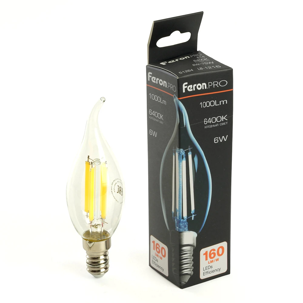 Изображение товара Лампа светодиодная Feron.PRO LB-1216 Свеча на ветру E14 6W 175-265V 6400K