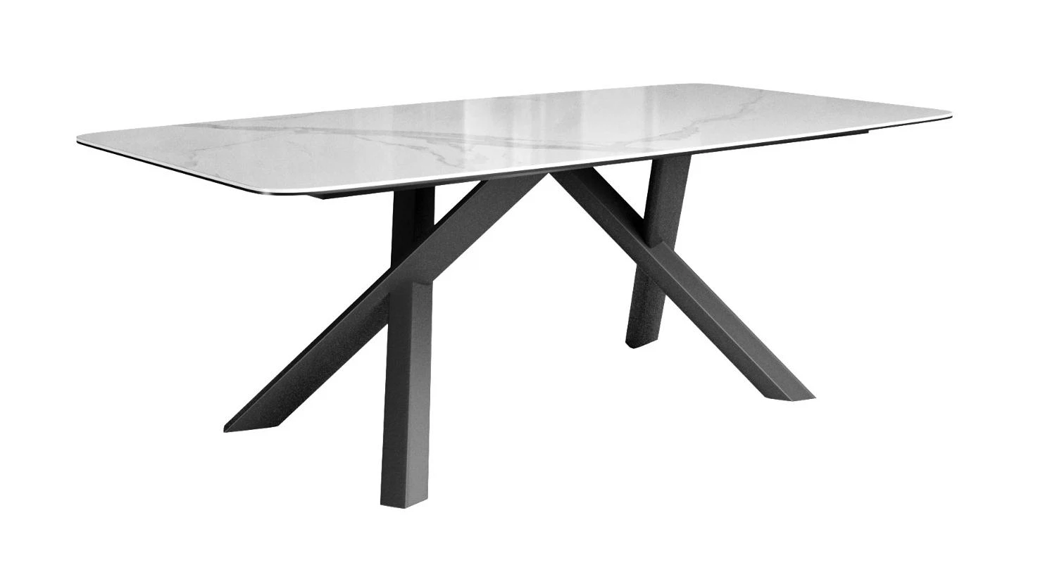 Изображение товара Стол DikLine KS220 керамика Cloud белый глянец черные опоры 220х110 см