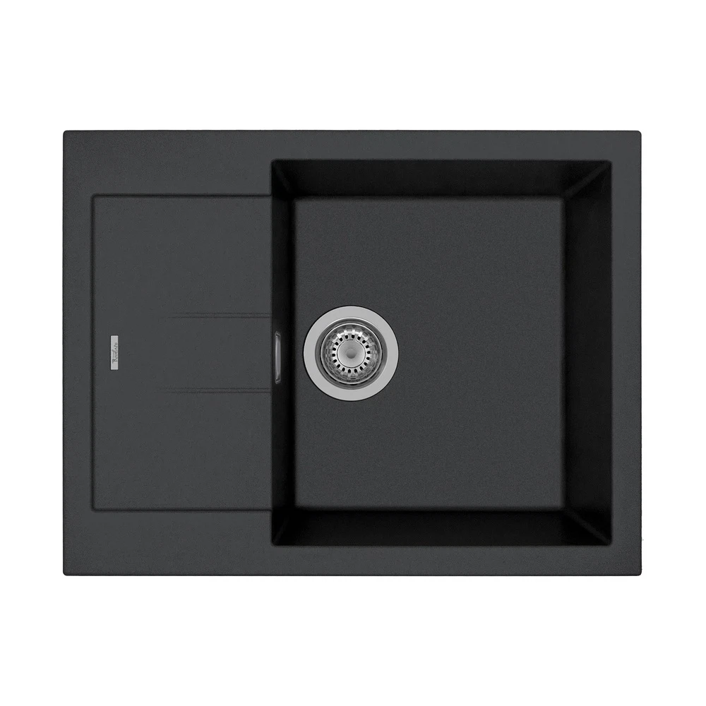 Изображение товара Rivelato LM-6550 Nero opaco — квадратная кварцевая мойка, черная, 1 чаша, 650x500 мм