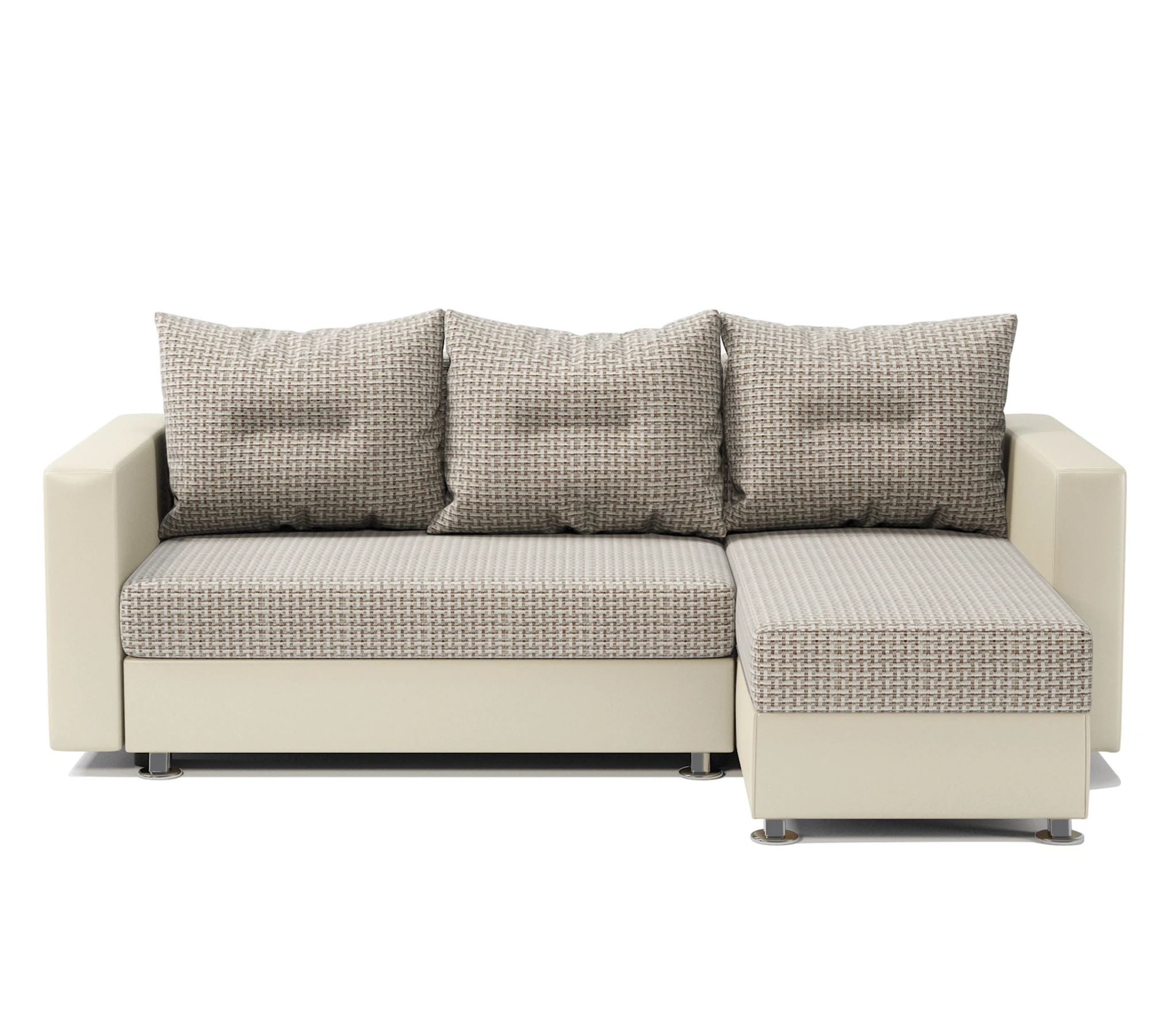 Изображение товара Угловой диван Ария правый Корфу беж экокожа с ящиком и механизмом еврокнижка