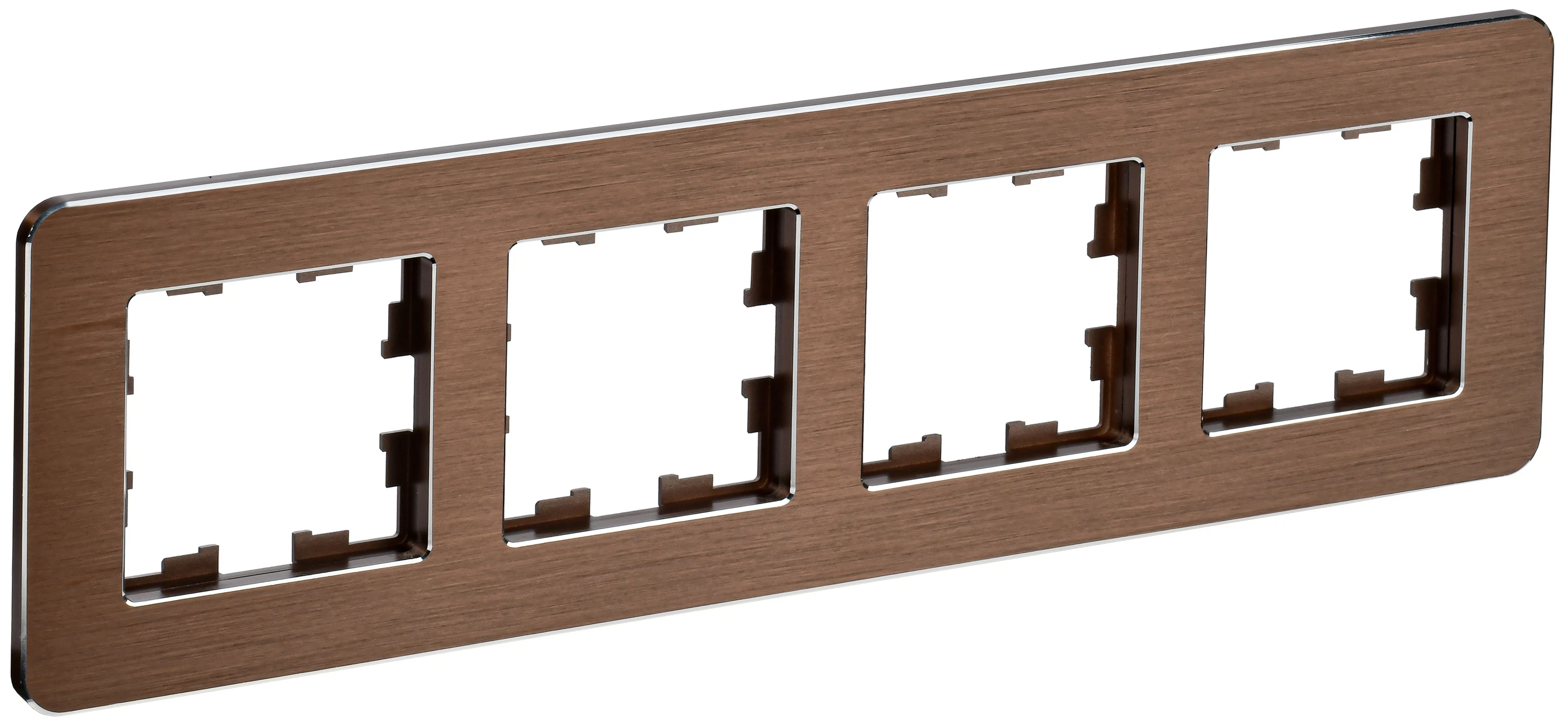 Изображение товара Рамка четырехместная IEK BRITE DECOR Коричневая металлическая
