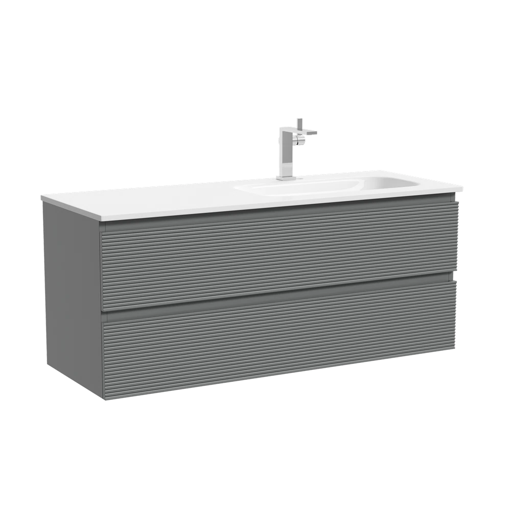 Изображение товара Подвесная тумба SANCOS Folk правая 1195x445x500 с ящиками и доводчиками Ergraut soft