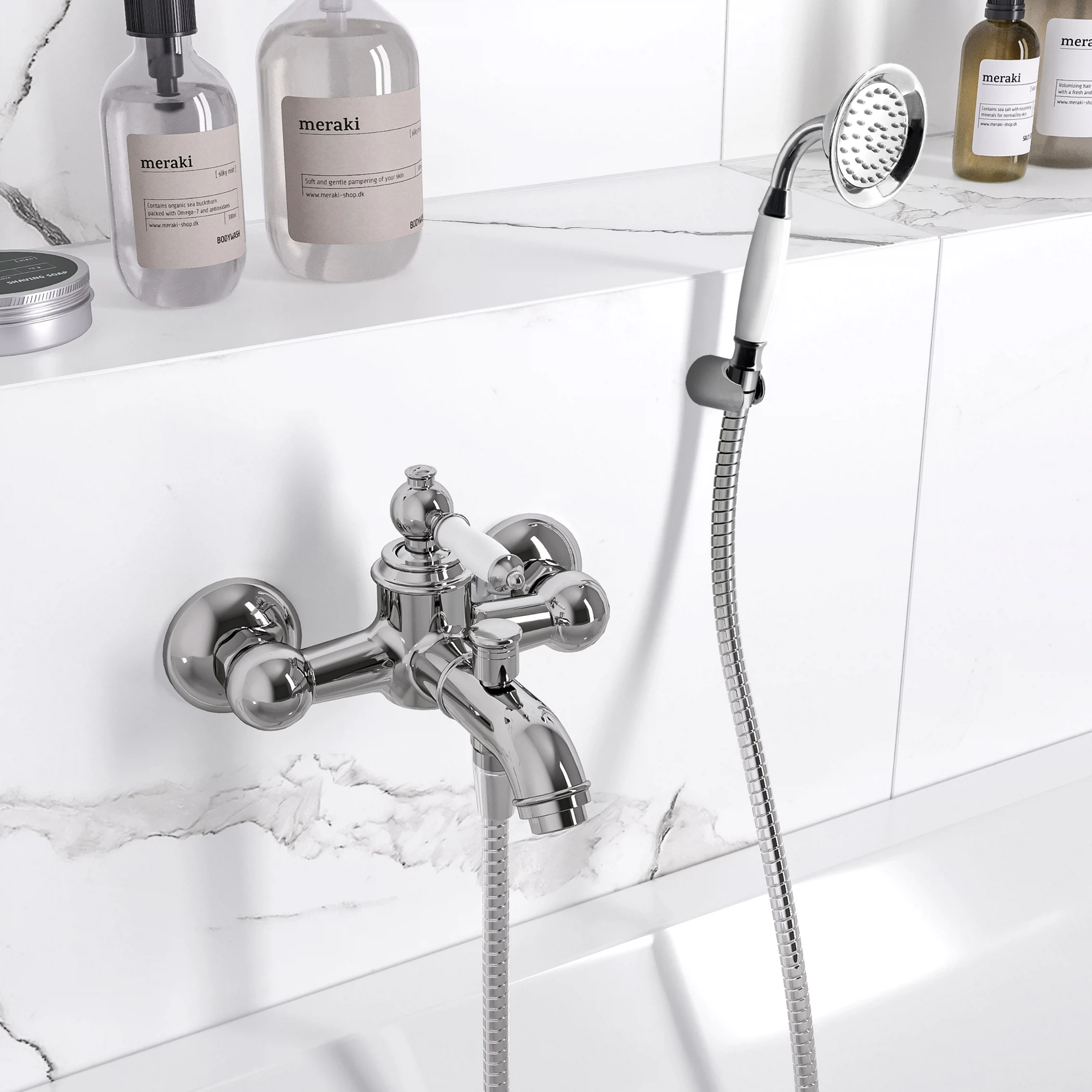 Изображение товара Смеситель для ванны CULTO ANTIQUE с душевым набором короткий излив ретро стиль