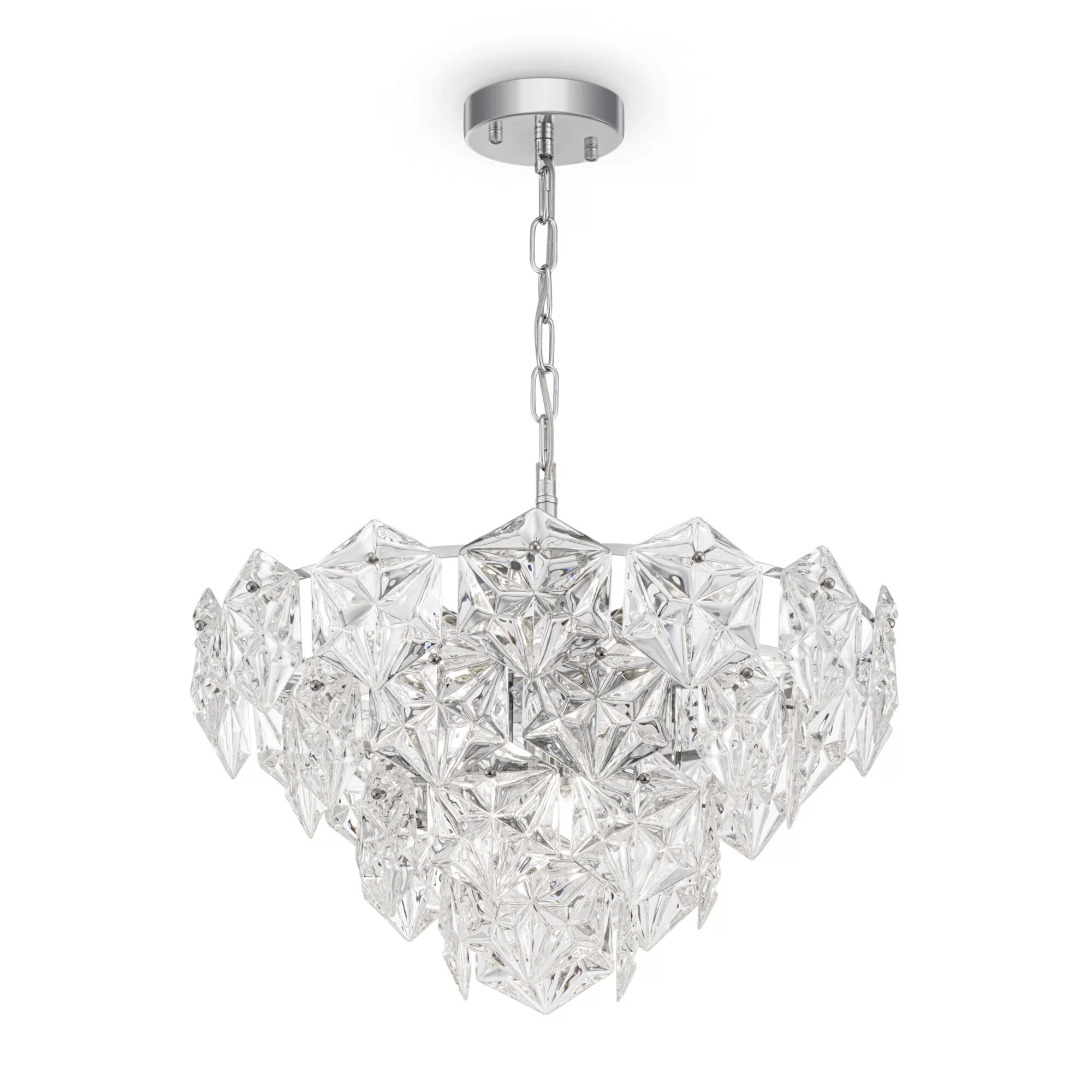 Изображение товара Люстра Freya Molly FR1004PL-09CH современная с стеклянными шестигранниками, регул высотой