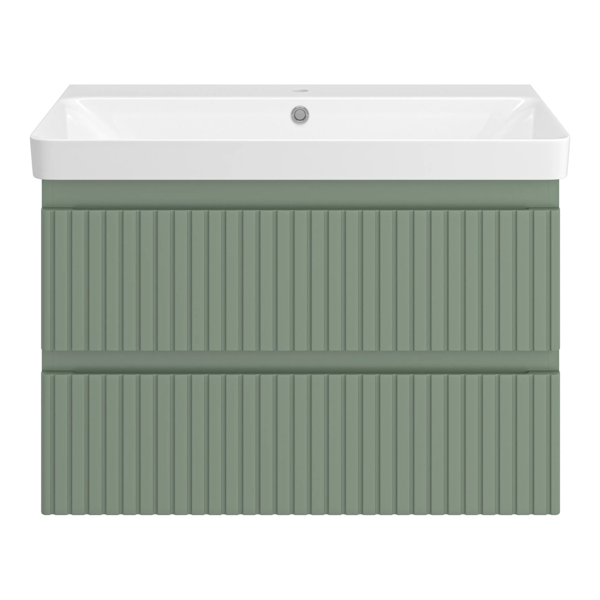 Изображение товара Тумба VICTORY 80 подвесная зеленая с раковиной и двумя ящиками