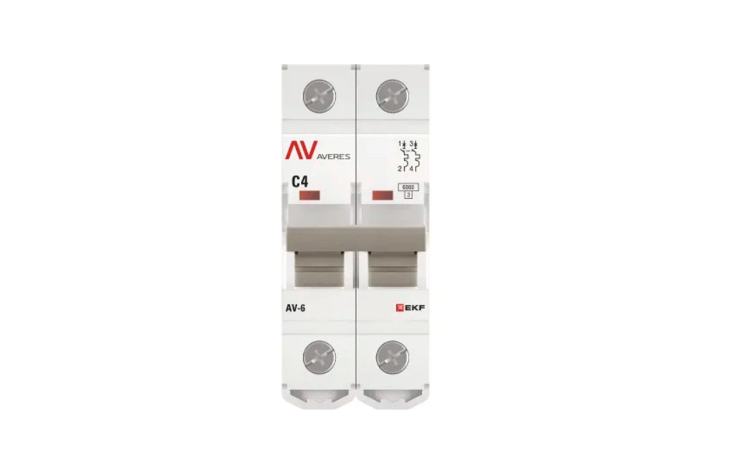 Изображение товара Автоматический выключатель EKF Averes AV-6 (С) 2P 4А 6kA электрическая защита