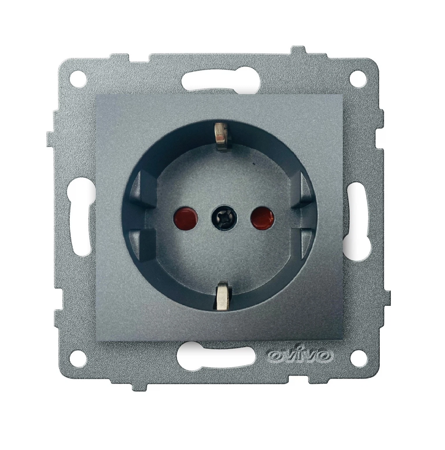 Изображение товара Розетка 1 пост OVIVO Loft с заземлением с защитой от детей дымчатый без рамки