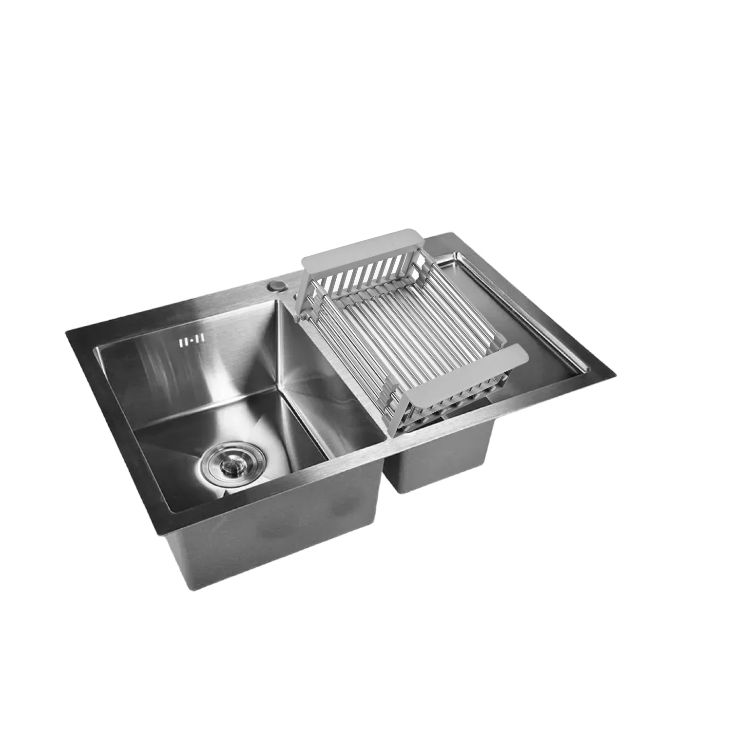 Изображение товара Кухонная мойка нержавеющая WISENT с двумя чашами и сушилкой