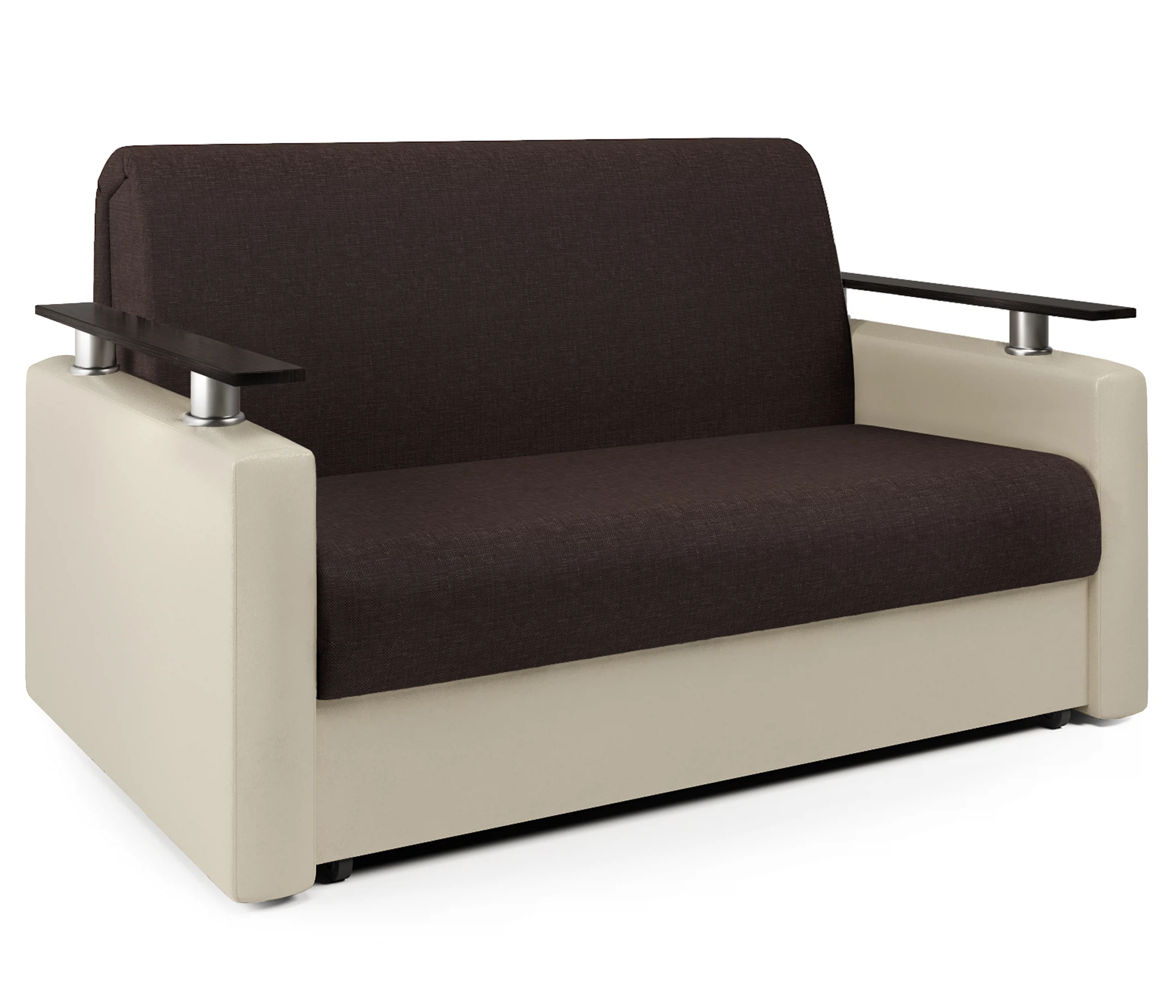 Изображение товара Диван-кровать Шарм 120 рогожка шоколад и экокожа беж