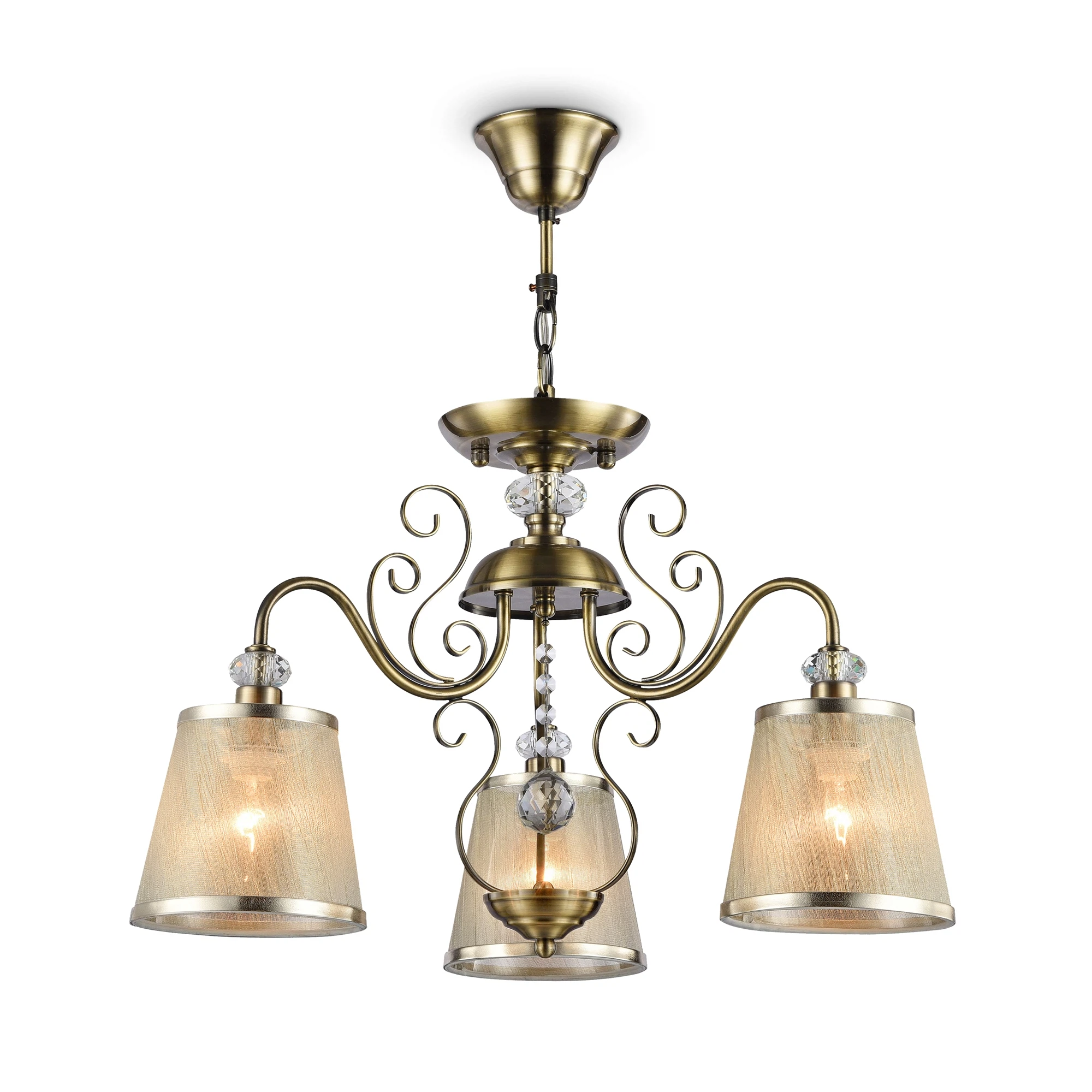 Изображение товара Люстра из металла и органзы Freya Driana FR2405-PL-03-BZ, 3 лампы, бронзовый стиль модерн