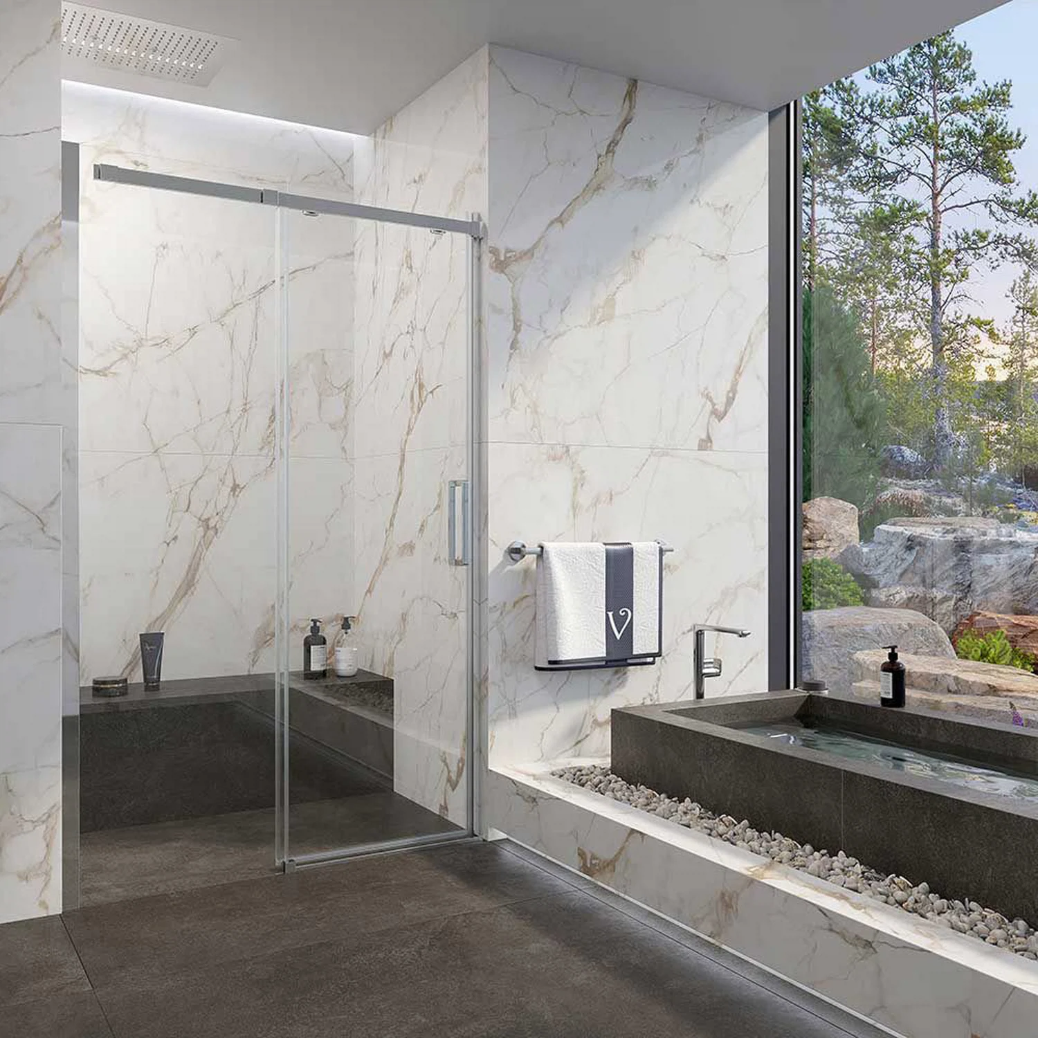 Изображение товара Душевая дверь Veconi Vianno 120x195 см стекло прозрачное профиль хром механизм раздвижной (VN71-120-01-19С4)