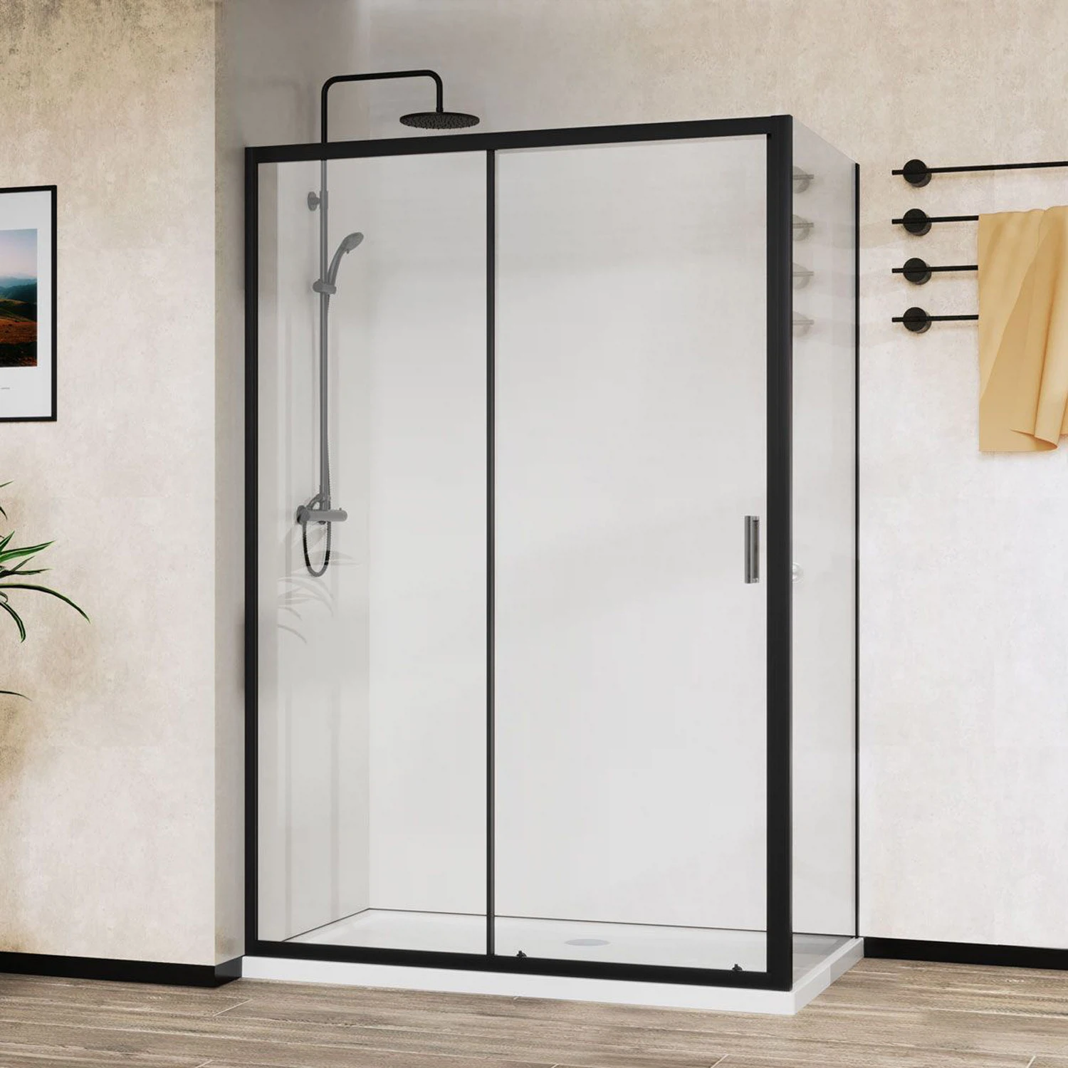 Изображение товара Дверь для душа Vincea City 1200x900 мм. стеклянное ограждение с алюминиевой рамой