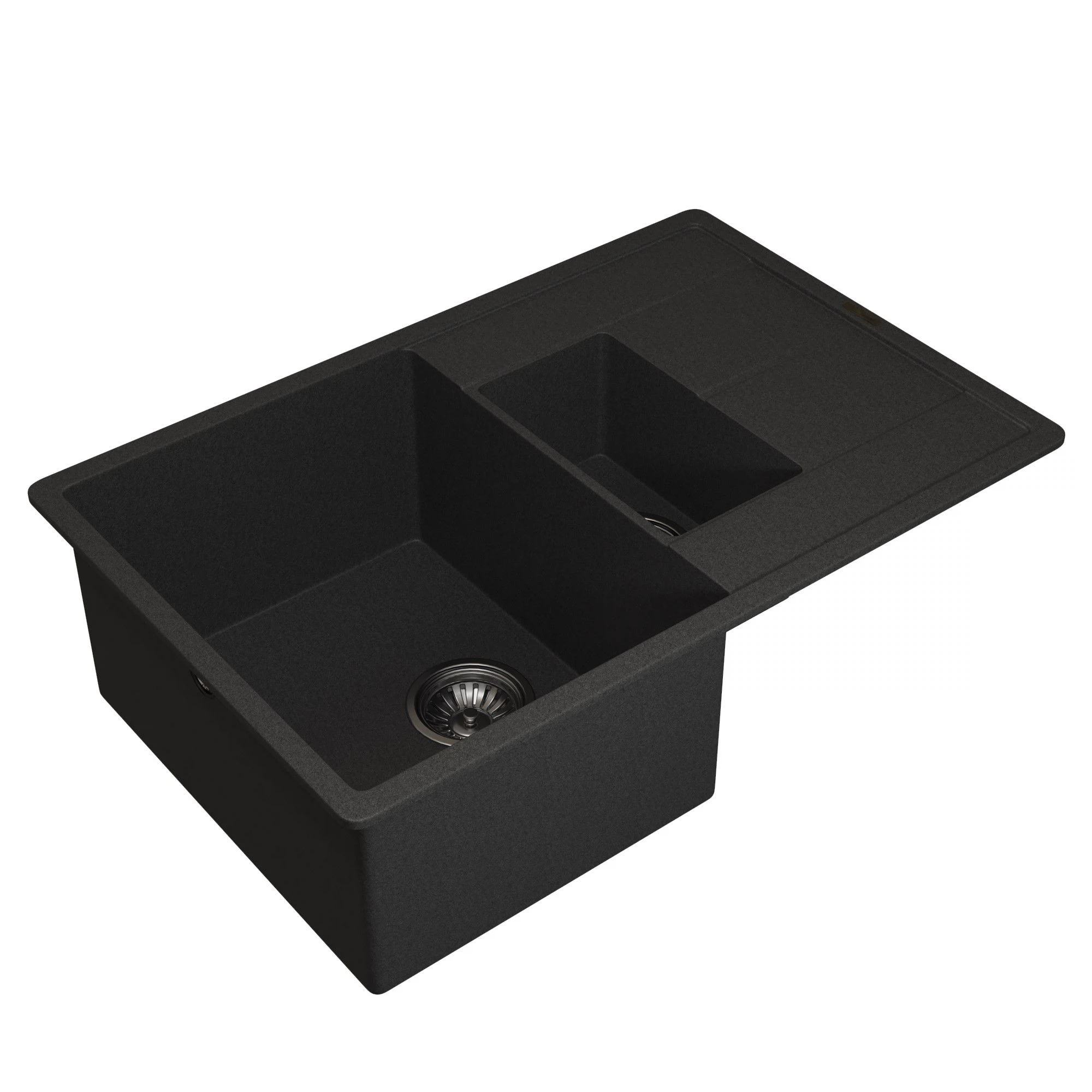 Изображение товара Кварцевая кухонная мойка Uperwood Quartz UPD-05-04, прямоугольная двухсекционная, черная