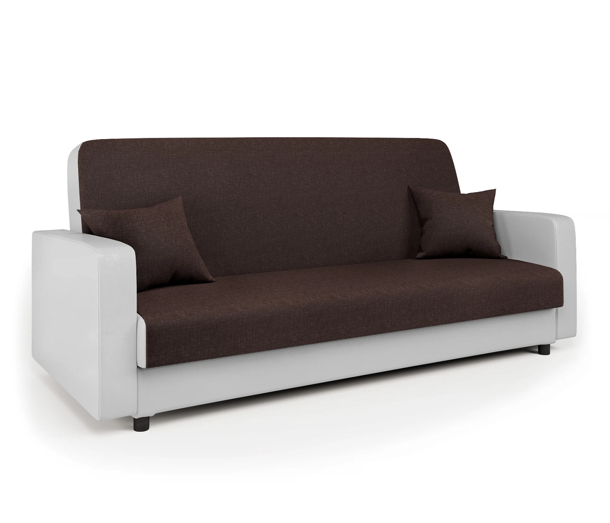 Изображение товара Диван-книжка Мелодия 140 с рогожкой шоколад/белая экокожа