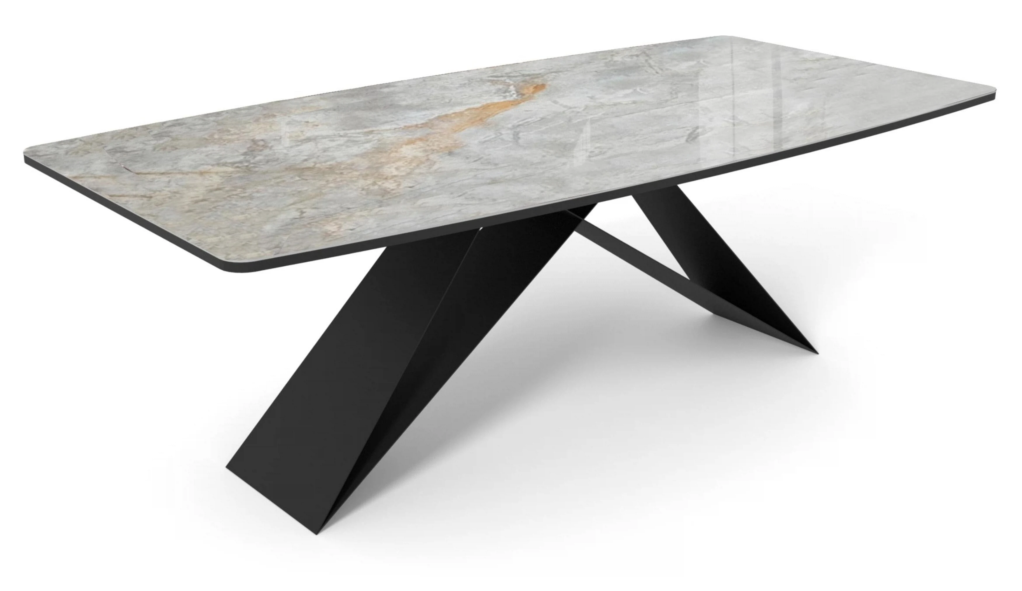 Изображение товара Стол DikLine SKY220 Керамика Titanium Silver River Polished/подстолье черное/опоры черные