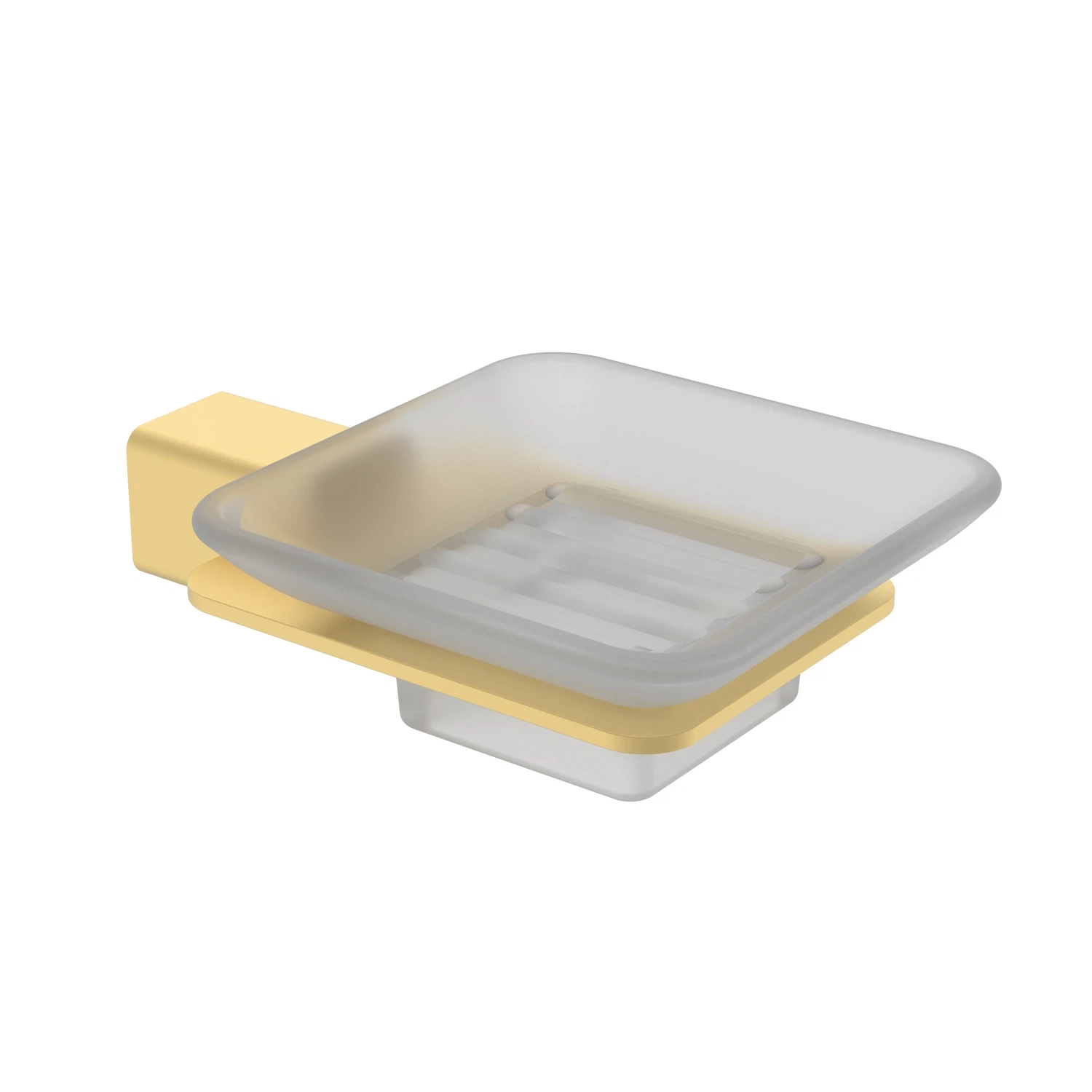 Изображение товара Стеклянная мыльница с держателем Raglo R301.02.03, квадрат, золотой сатин