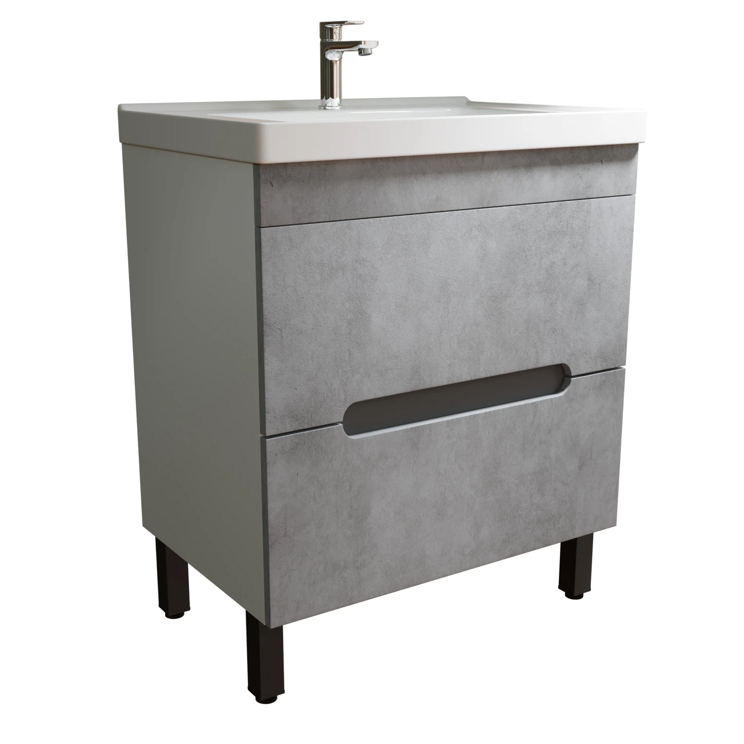 Изображение товара Тумба под раковину Честер -70 Бетон для ванной комнаты с керамической раковиной