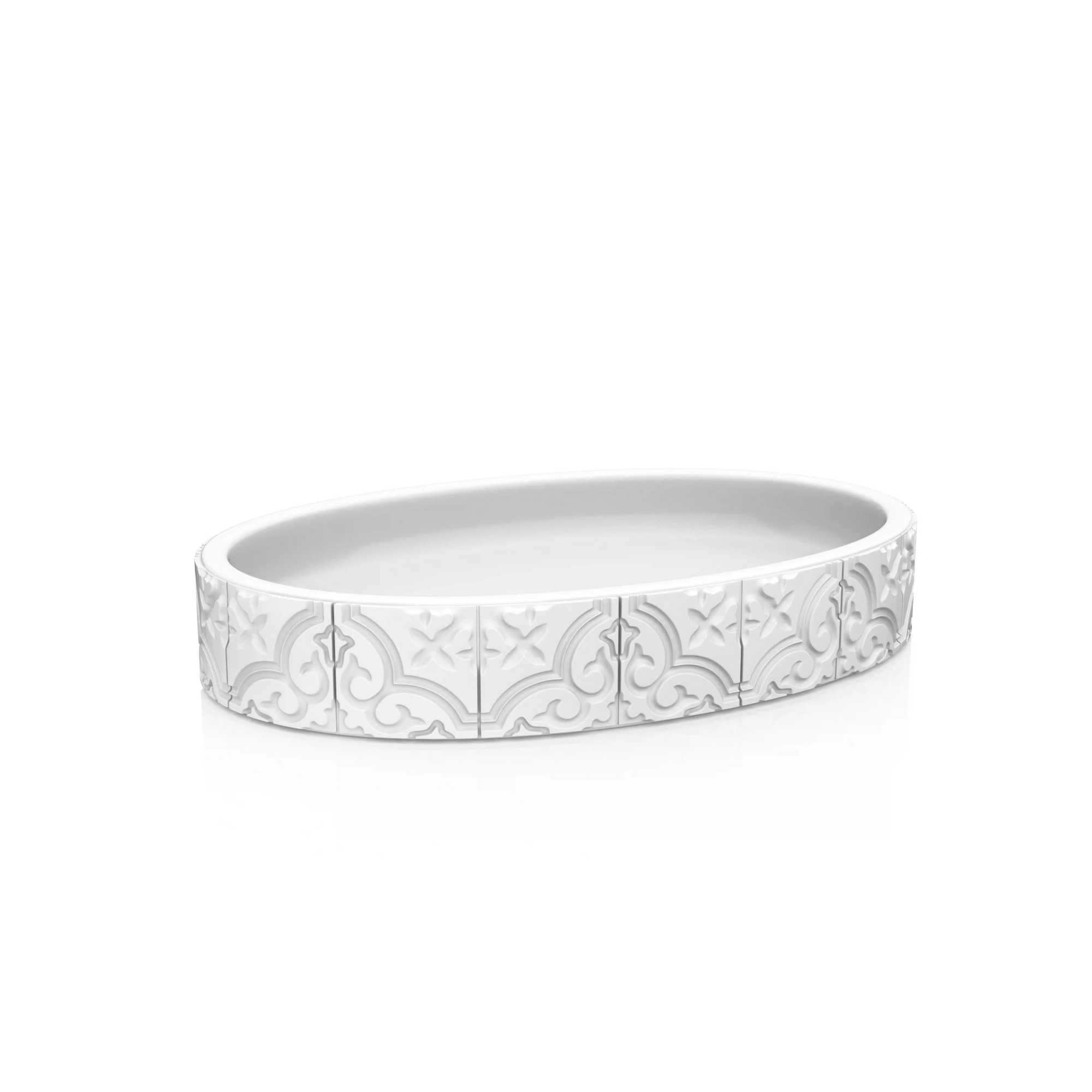 Изображение товара Настольная мыльница PATCHWORK от Fora из полирезина, белая, овал