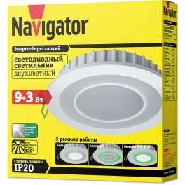 Cветодиодный светильник двухцветный Navigator 71 816, 9 Вт, 4000К, подсветка 3 Вт зеленая