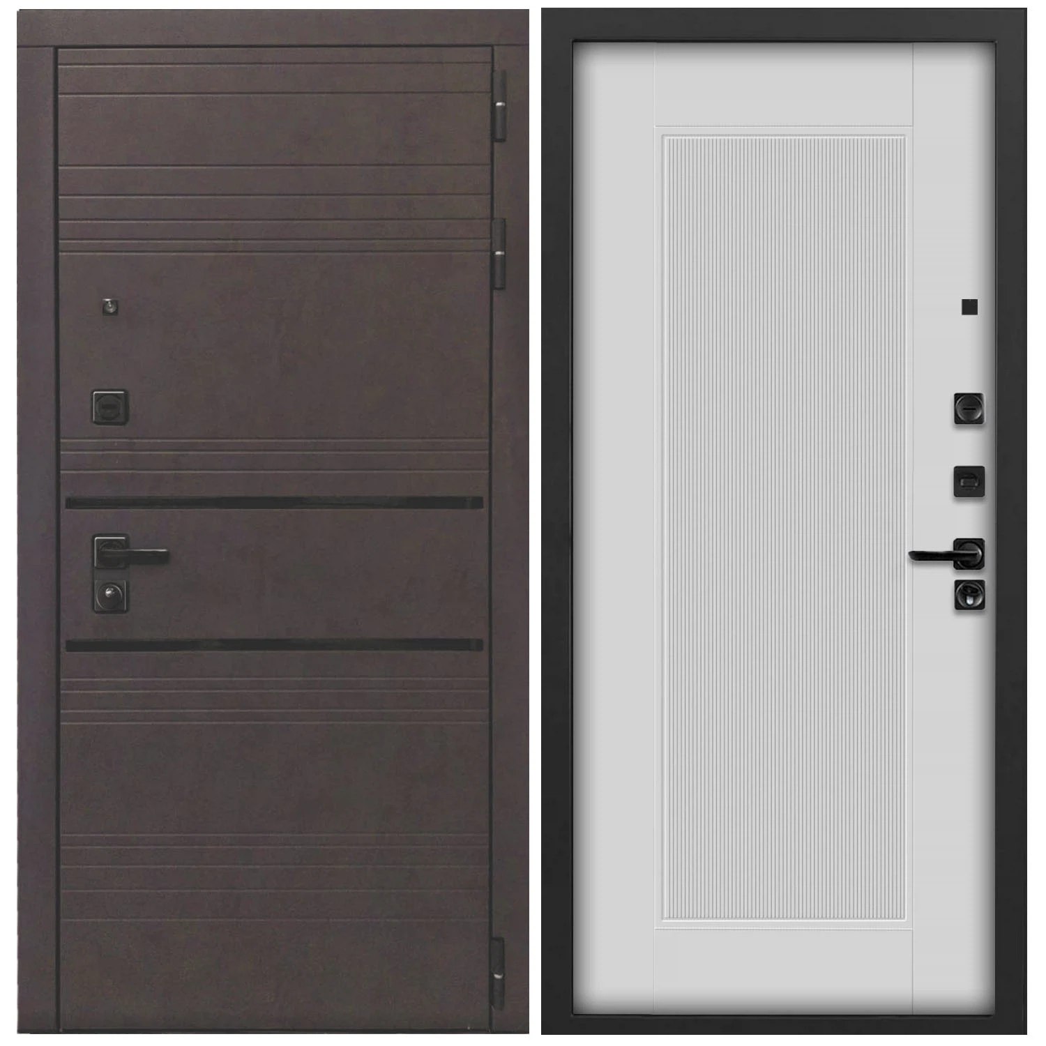 Изображение товара Входная металлическая дверь L-43 960x2050 правого открывания Velutto Bianco графит