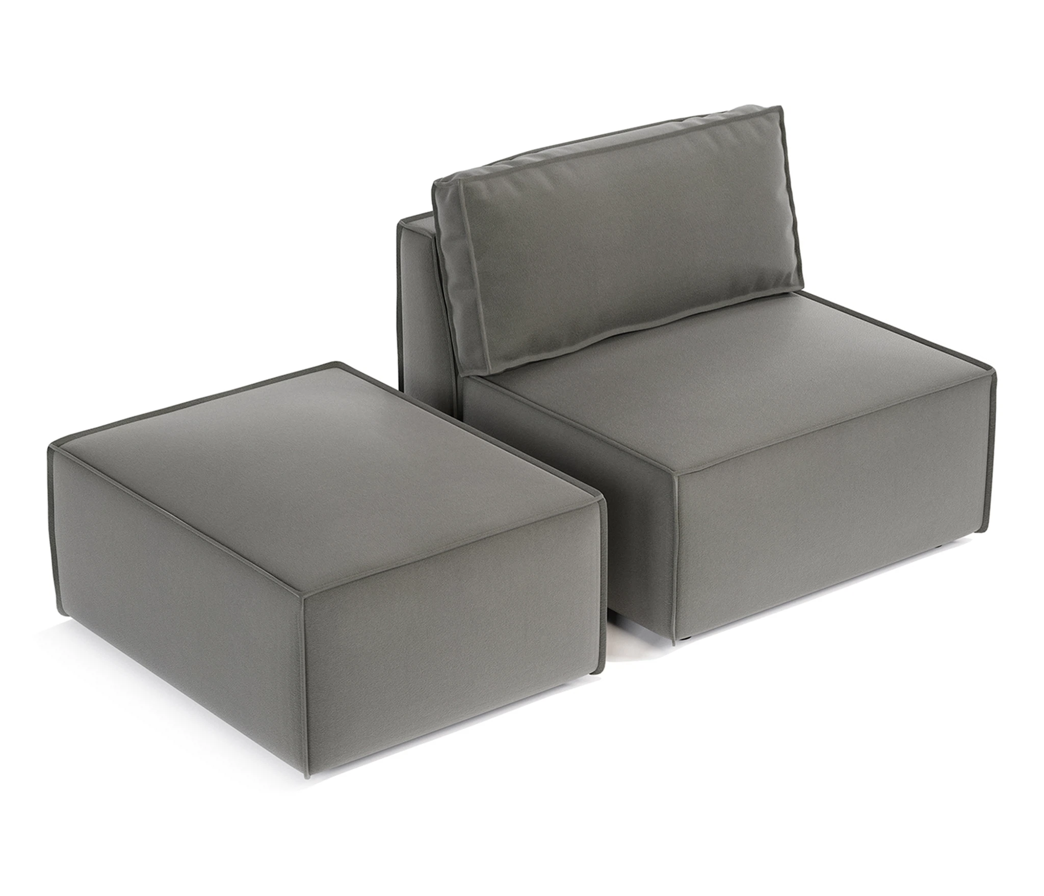 Изображение товара Модули диван и пуф Гамма 25 170х95х70 см, независимый пружинный блок, велюр серый