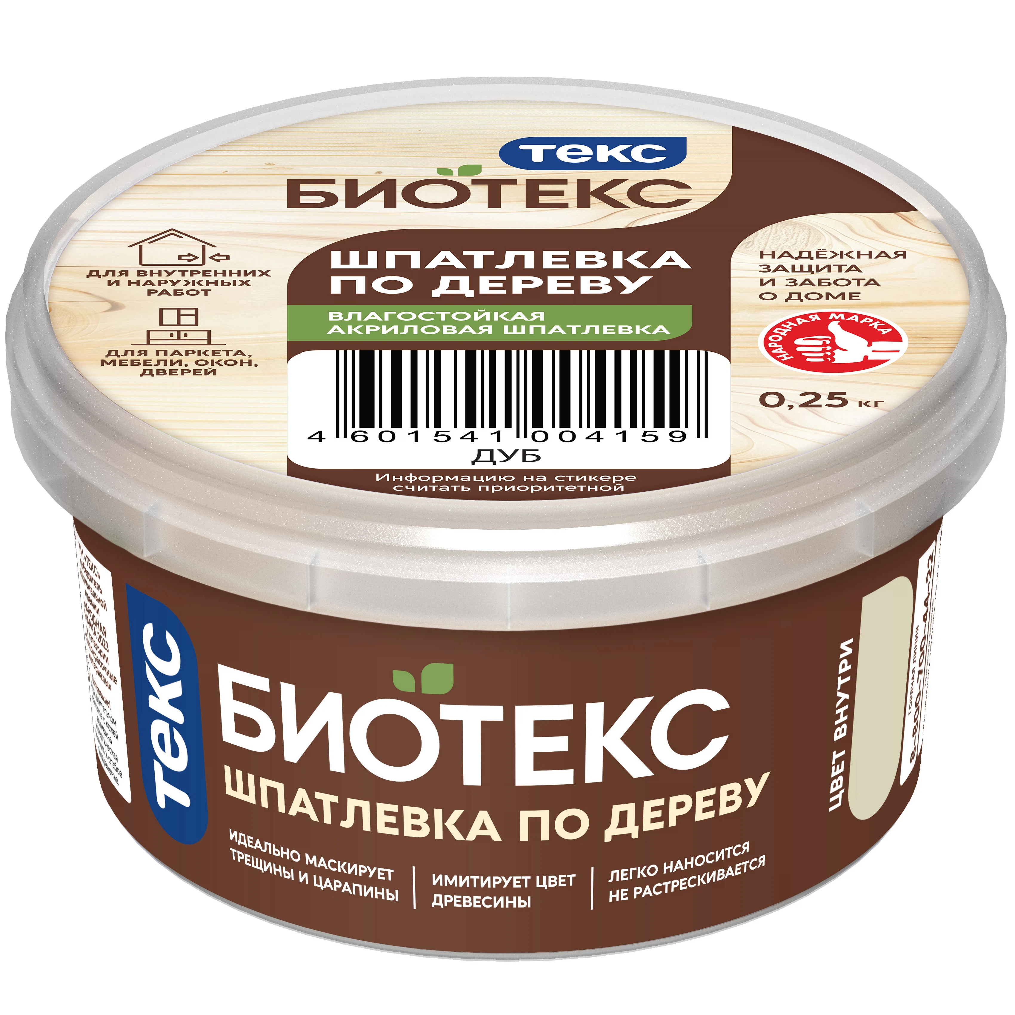 Изображение товара Универсальная акриловая шпатлевка ТЕКС ПРОФИ по дереву Дуб 0,25кг