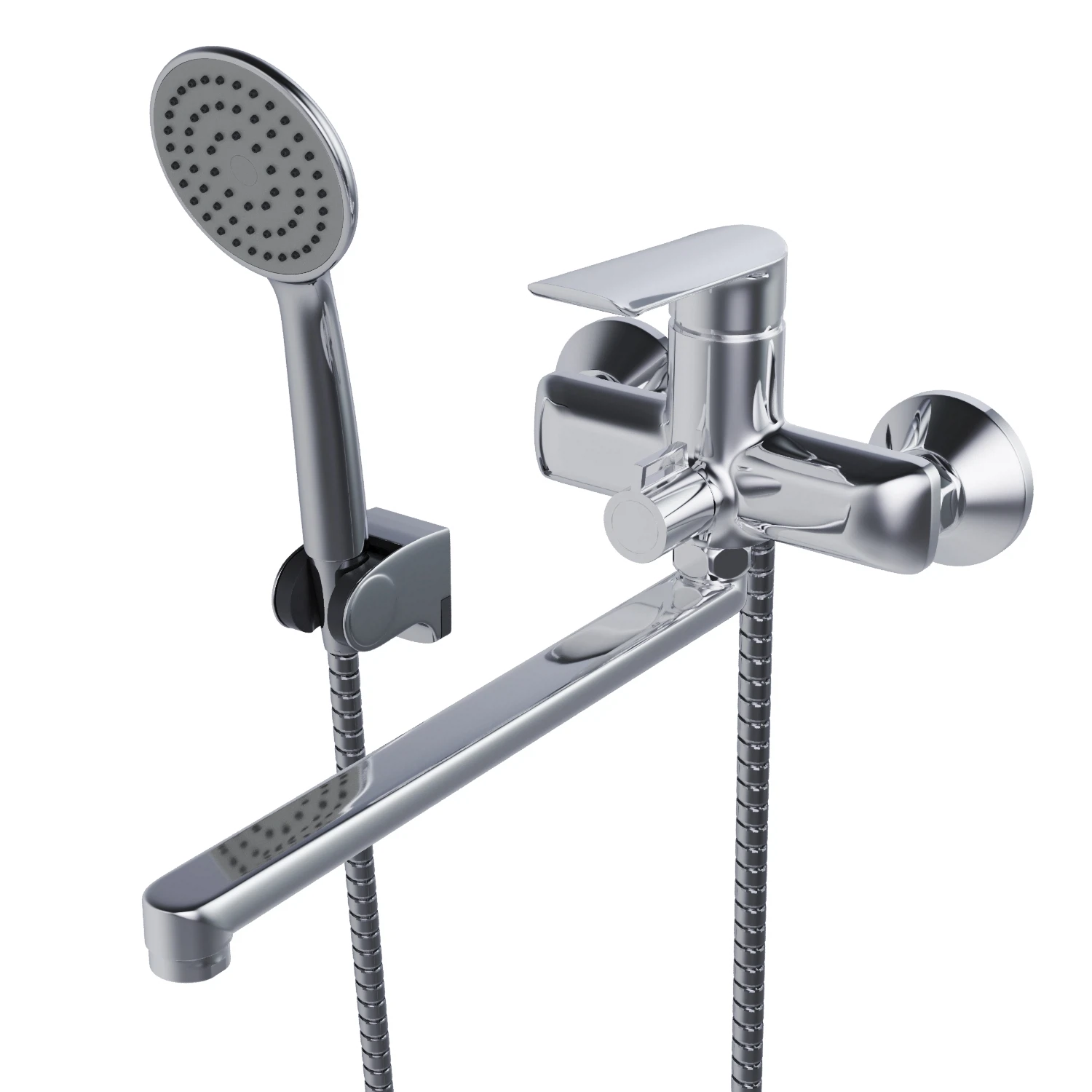 Изображение товара Рычажный смеситель с душевым набором для ванны Mixline ML29-02 "Comfort", длинный излив, 550772