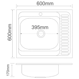 Мойка кухонная врезная РМС MG6 6060L Хром, 60*60*17мм., MG6-6060L