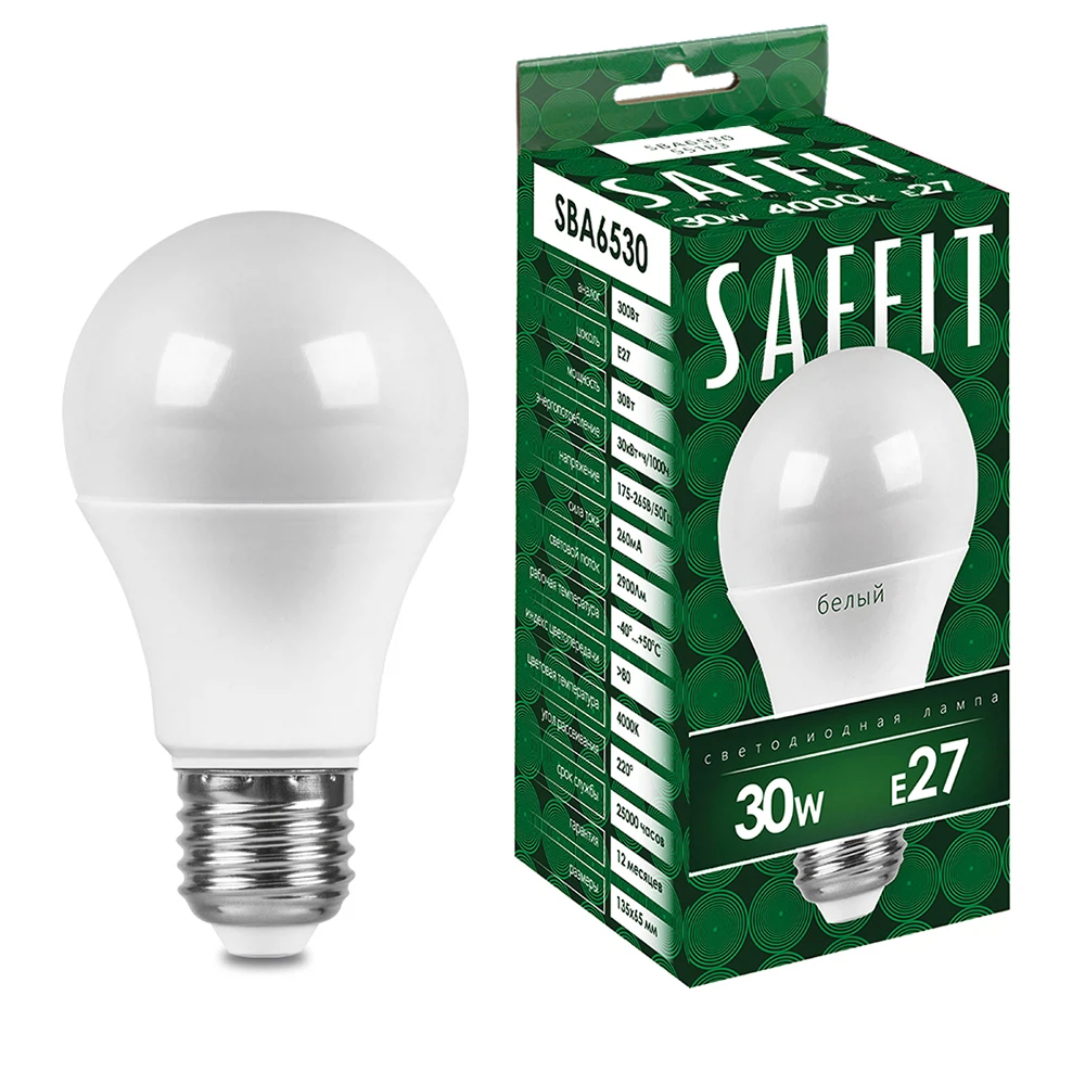 Изображение товара Светодиодная лампа SAFFIT Шар E27 30W холодный свет 6400K