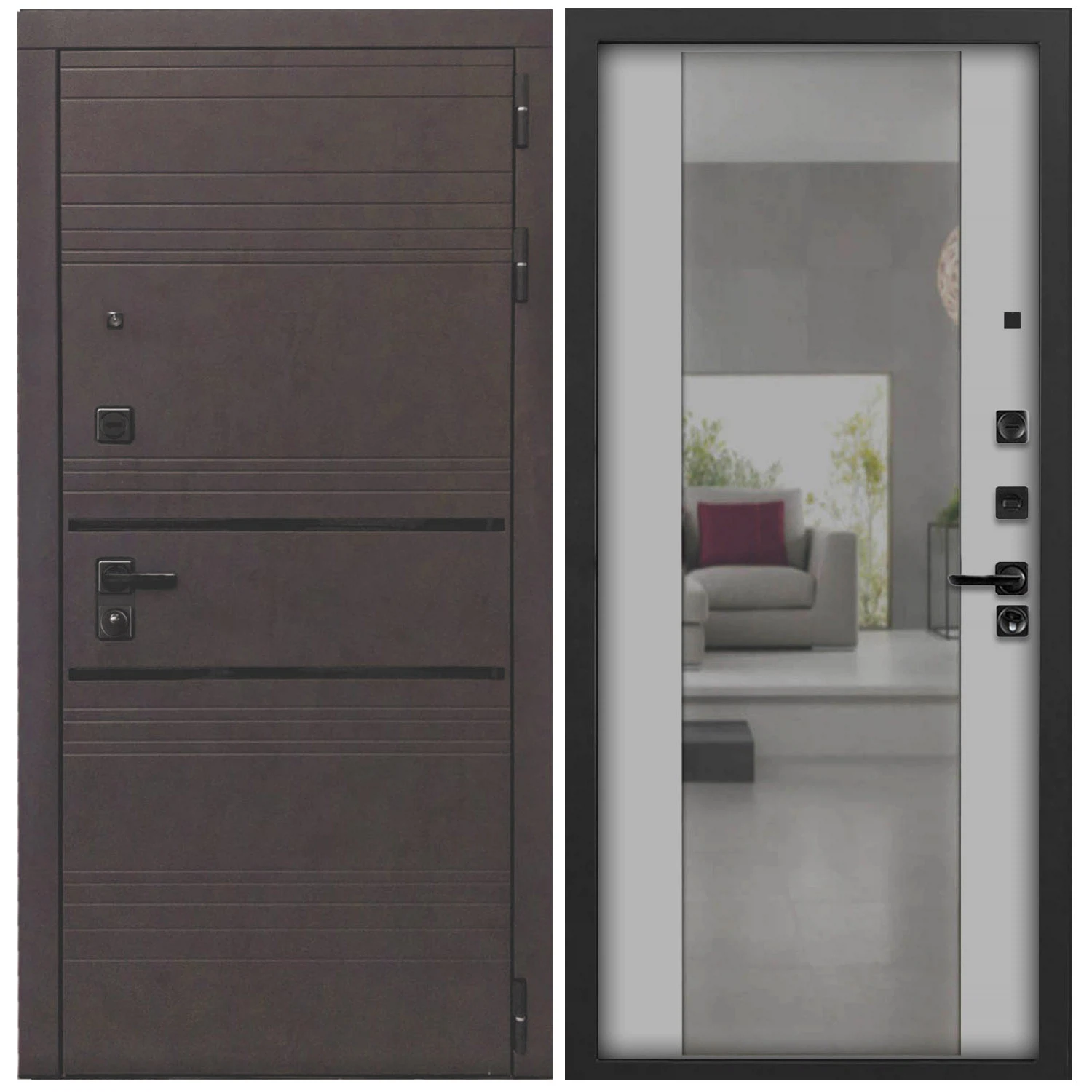 Изображение товара Входная дверь Л-43 860x2050 левая бетон графит с замками Взломостойкая серия Л-43