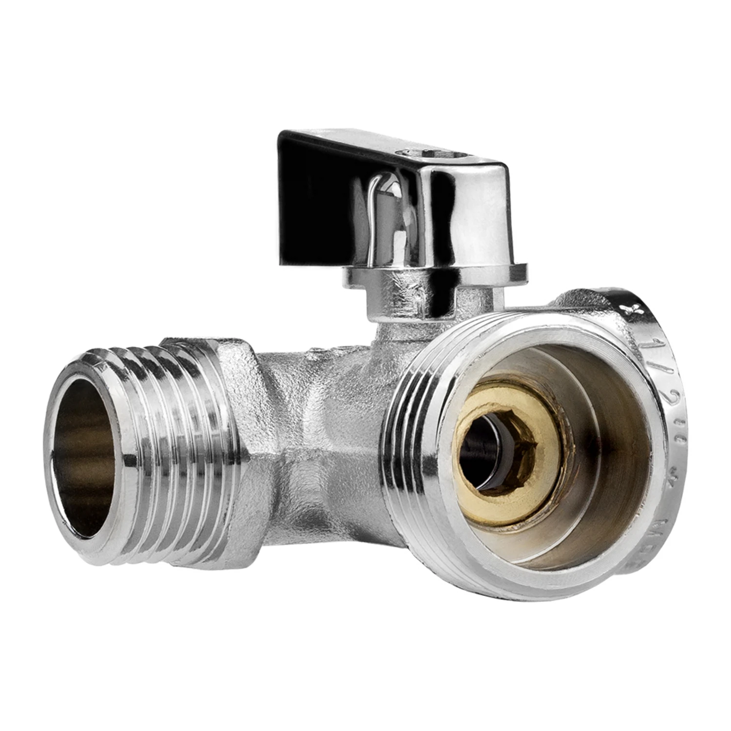 Изображение товара Кран шаровой трёхходовой для бытовой техники MPF 3/4" 1/2" латунь