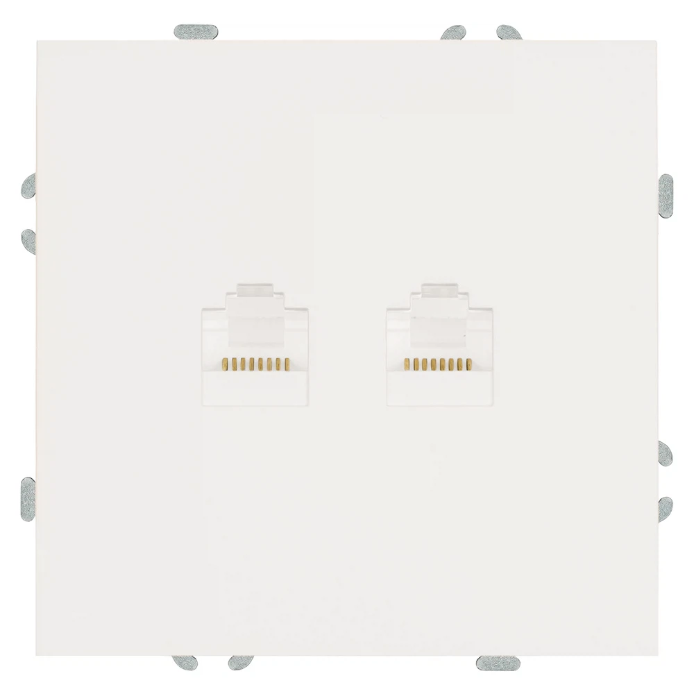 Изображение товара Розетка компьютерная 2-местная RJ-45 (механизм), STEKKER,  серия Эмили, RST00-5111-01, белый фарфор, soft touch