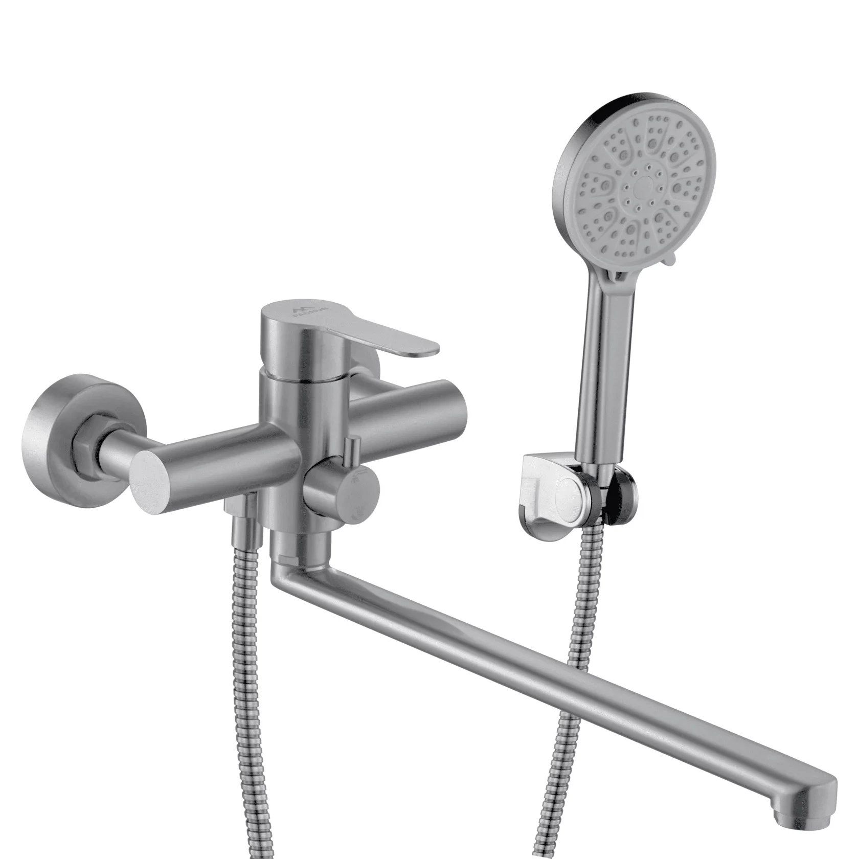 Изображение товара Смеситель ванно-душевой с душевым гарнитуром Fashun A52 сатин с поворотным изливом