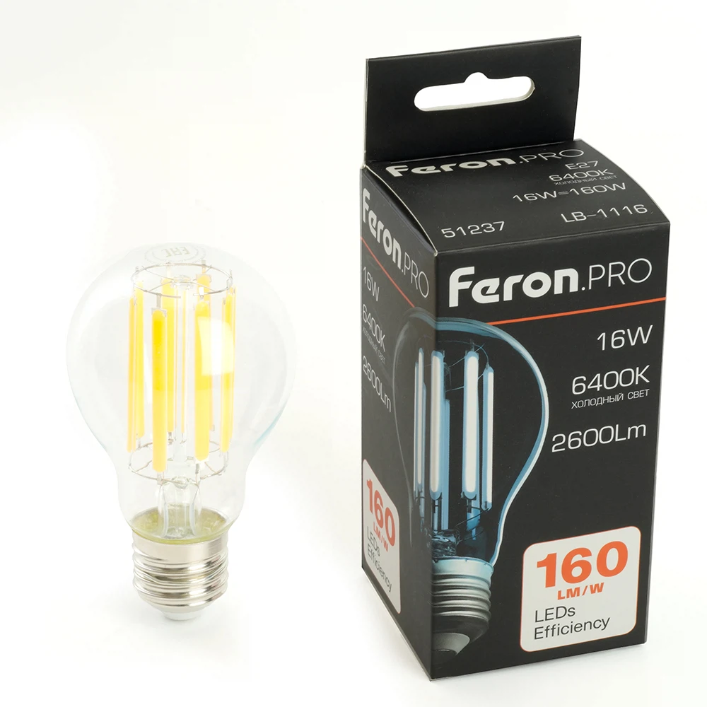 Изображение товара Лампа светодиодная Feron.PRO LB-1116 Шар E27 2600LM 16W 175-265V 6400K