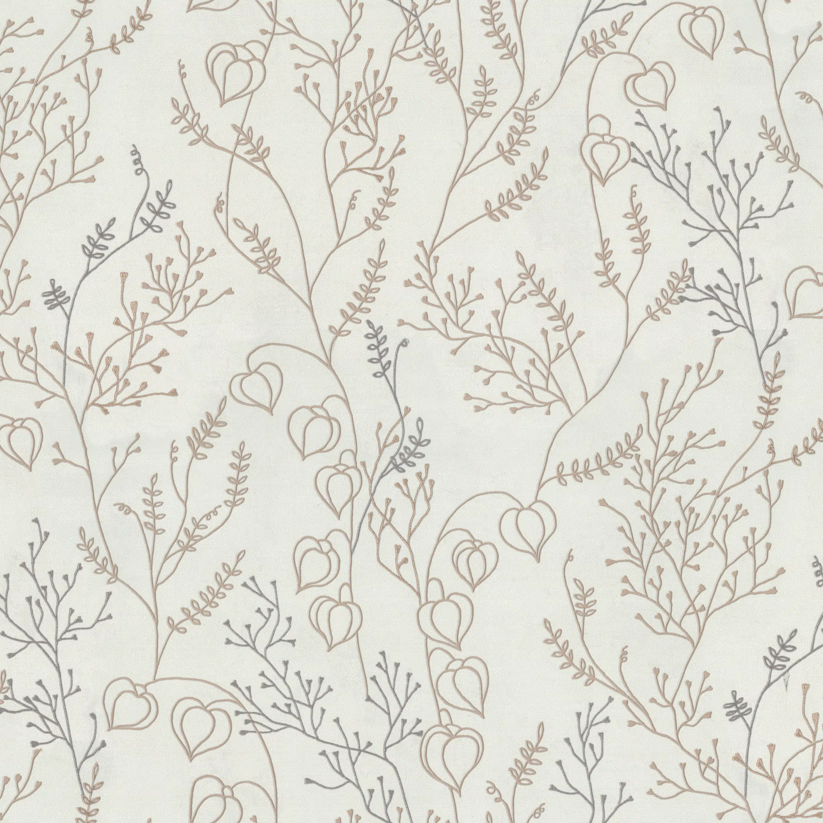 Изображение товара Обои флизелиновые Physalis Euro Decor, белые, 1,06 м x 10,05 м, современный флористический стиль