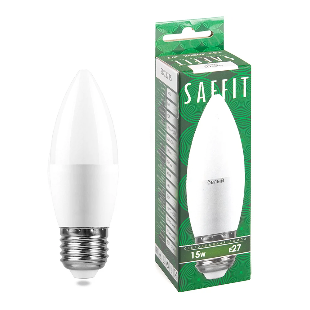Изображение товара Лампа светодиодная SAFFIT SBC3715 Свеча E27 15W 230V 4000K