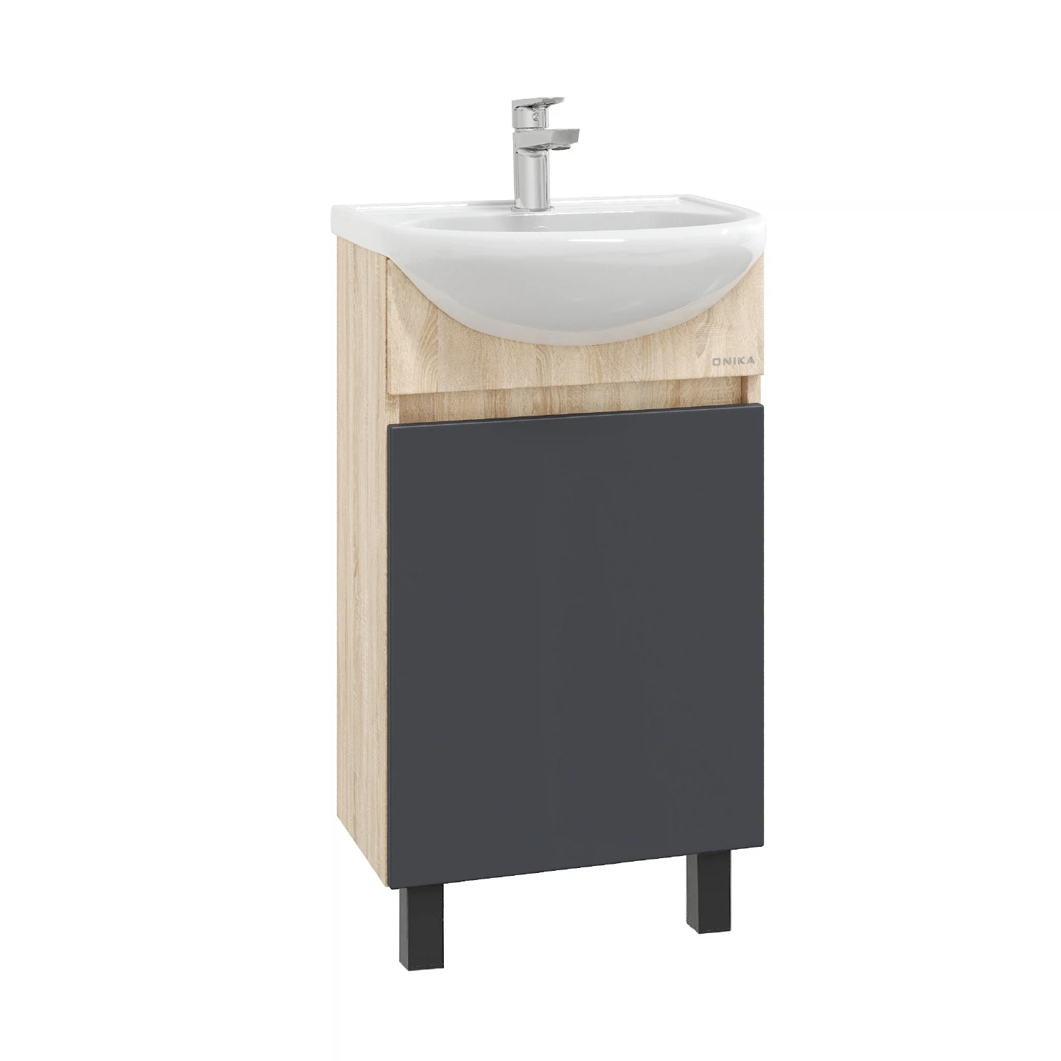 Изображение товара Напольная тумба для ванной комнаты Onika Милтон 45 серый дуб сонома, вместительная и влагостойкая