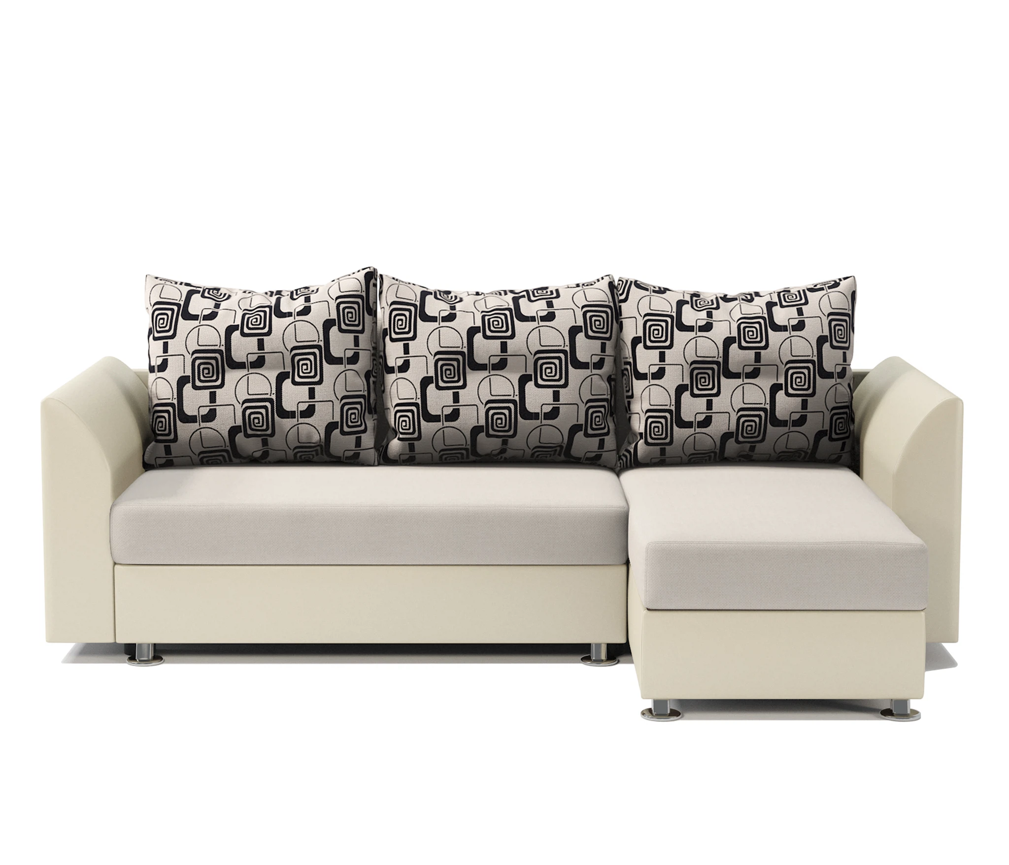 Изображение товара Угловой диван Ария Скала правый из экокожи беж с ромбовым узором