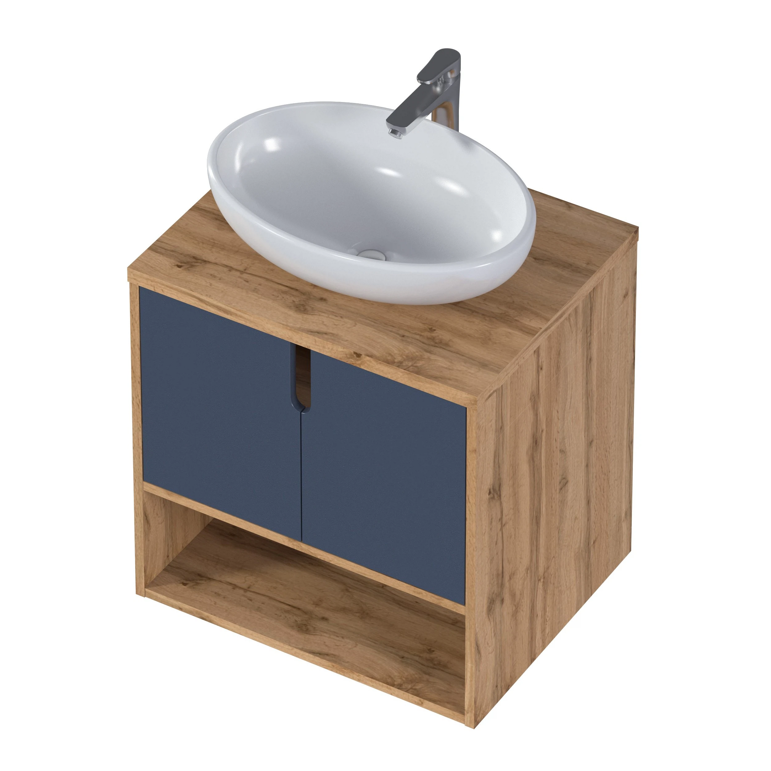 Изображение товара Подвесная тумба для ванной с синим матовым фасадом 1Marka Uta 60П 2Д