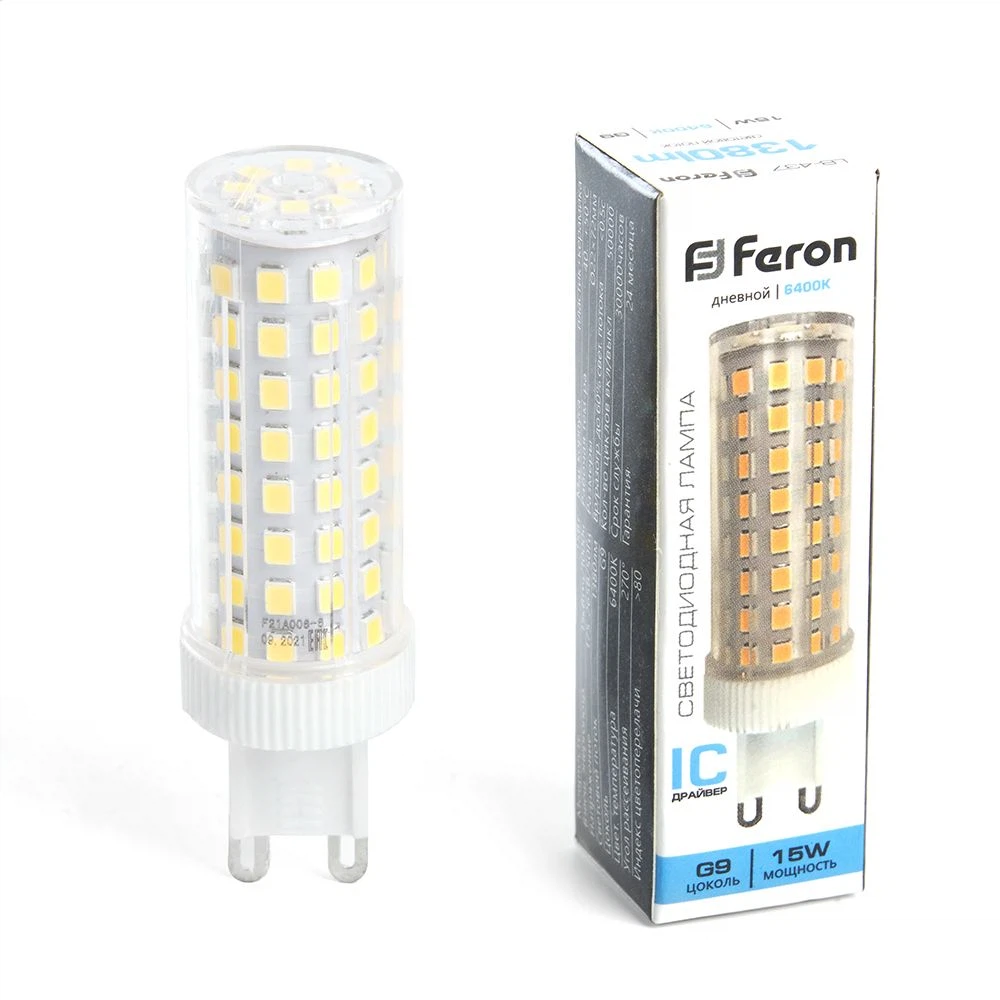 Изображение товара Лампа светодиодная Feron LB-437 G9 15W 175-265V 6400K