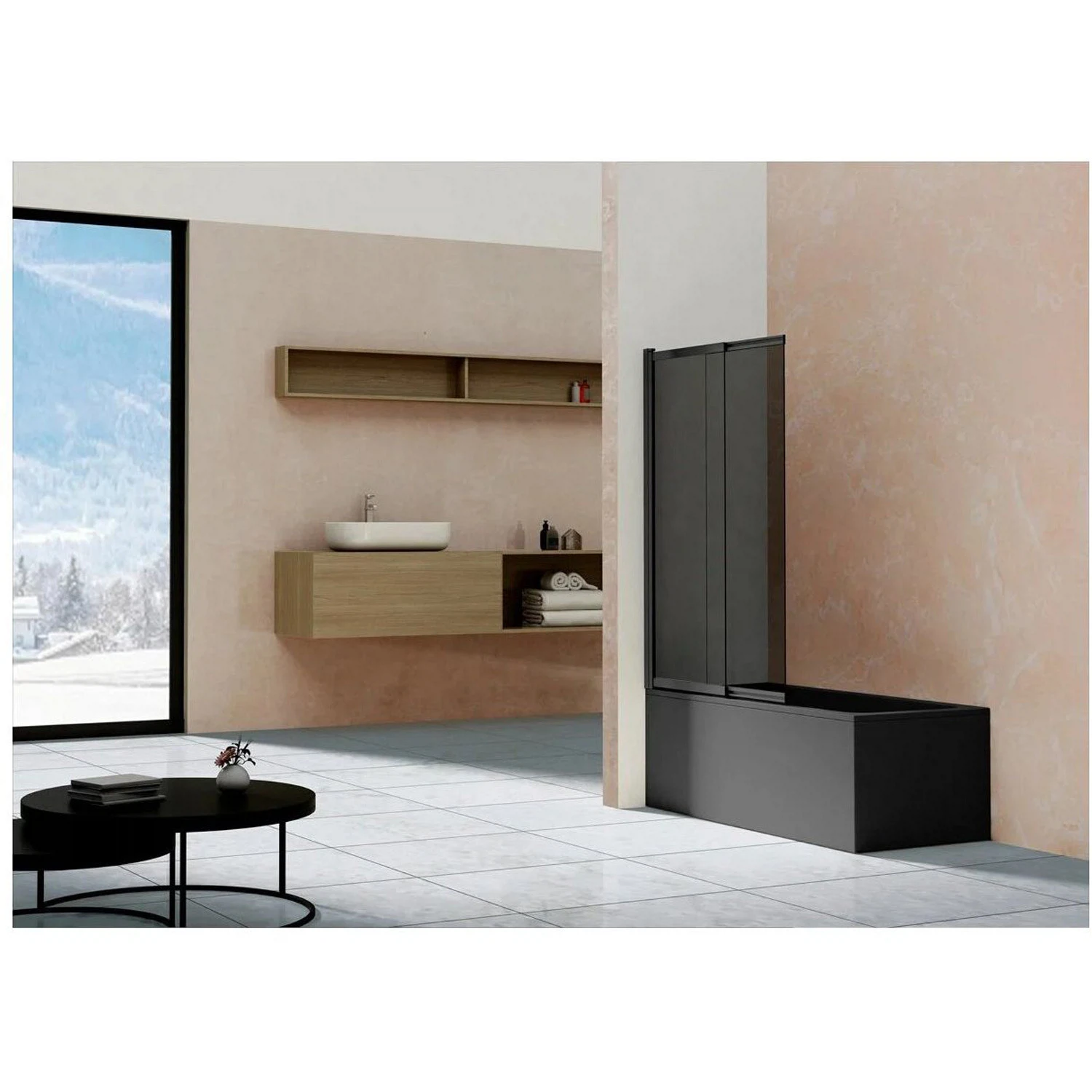 Изображение товара Стеклянная душевая шторка Vincea VSB-1E100CLB 1000х1450 мм раздвижная